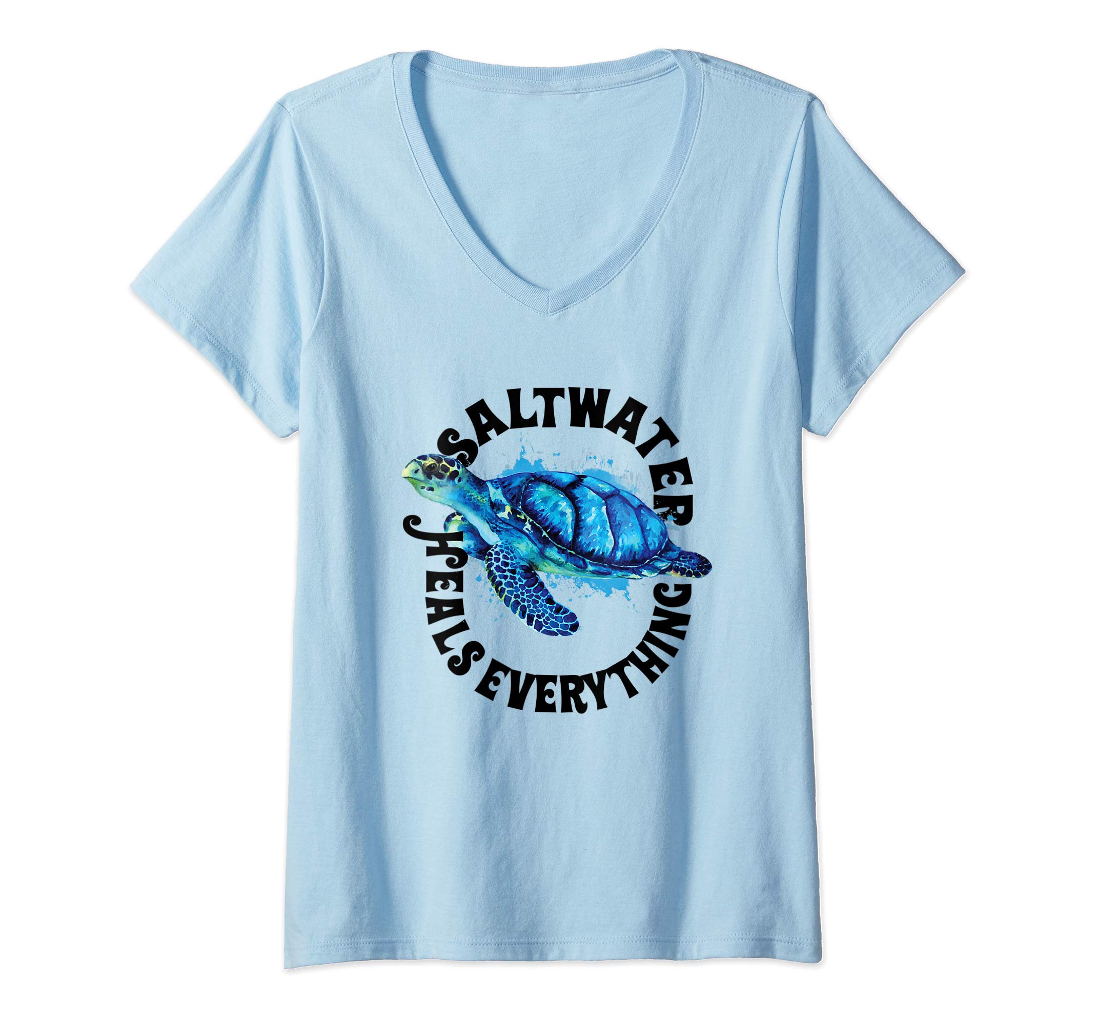 Womens Saltees Saltwater Heals Everything V-Neck T-Shirt