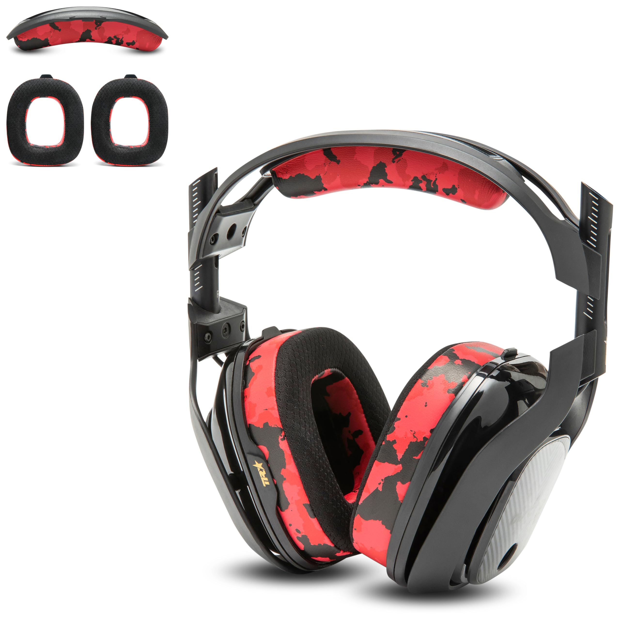 WC Mod Kit A40 –Almohadillas de Gel refrescante + Diadema de Repuesto compatibles con Astro A40 Gen 4 y A40 TR de Wicked Cushions | Mayor Comodidad, refrigeración y Durabilidad | Red Camo