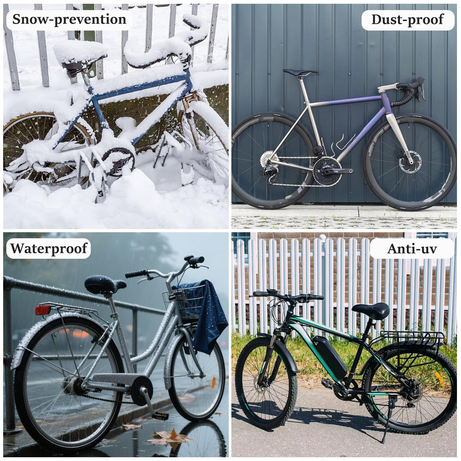 Telo protettivo per bicicletta, in poliestere, impermeabile, antipolvere e antipioggia | Con foro di bloccaggio e fibbia di fissaggio 183,18 x 158,22 cm