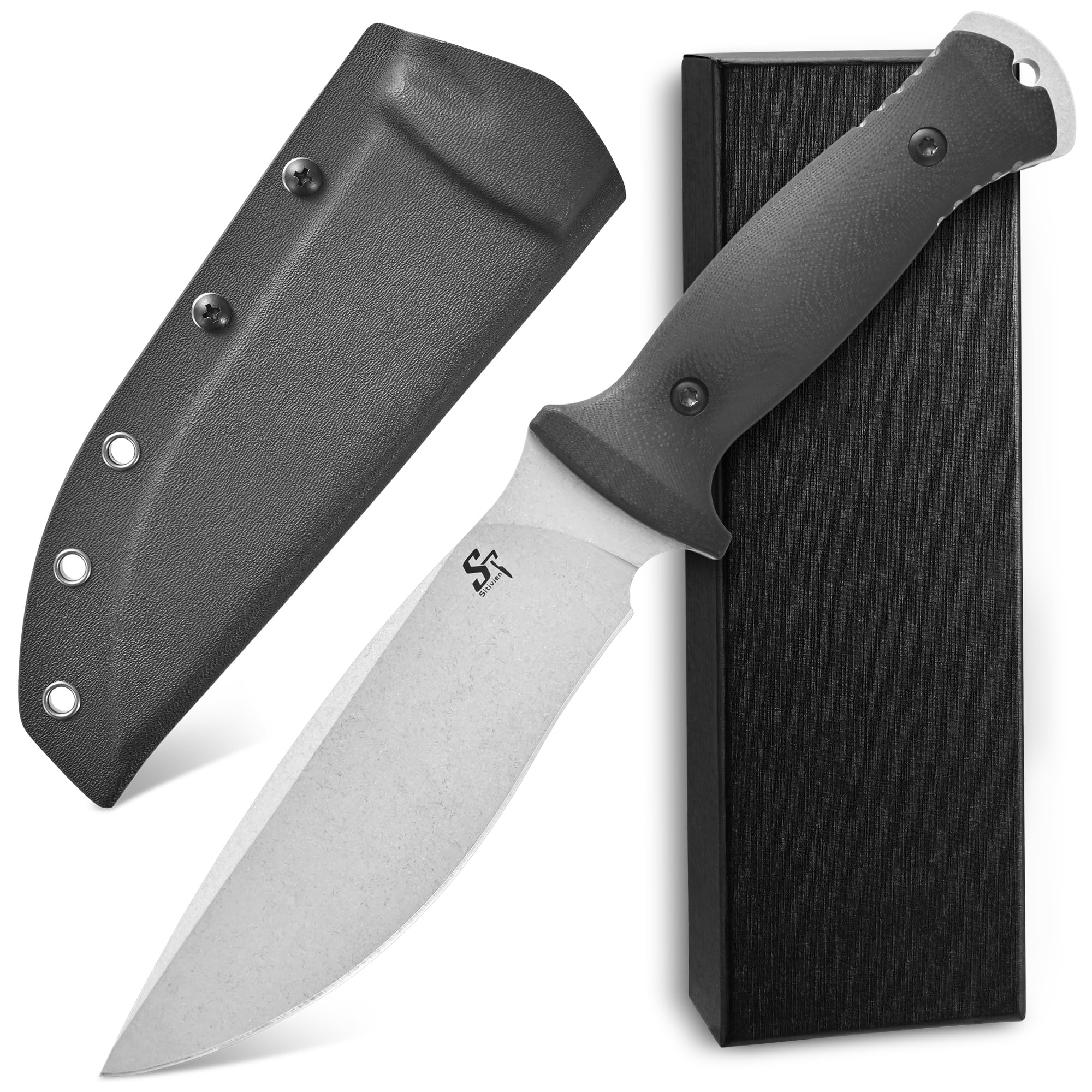 Amazon.com : Sitivien ST38 Fixed Blade Knife AEB-L Stonewashed