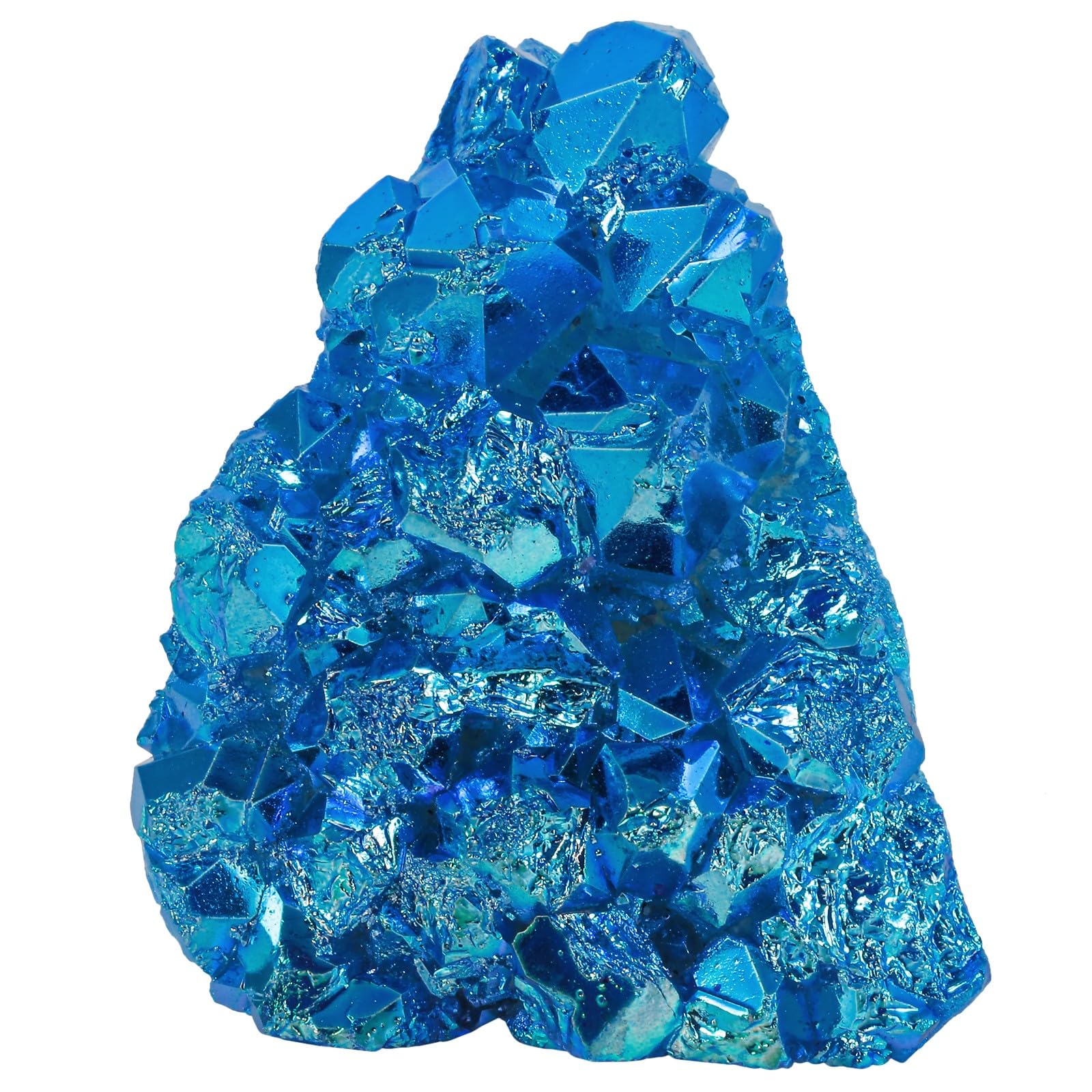 dessboom Amas de Quartz Rocheux minéral spécimen irrégulier, revêtement AB de Titane Blanc, Cristal de Roche de guérison Reiki pour la décoration de la Maison, Bleu