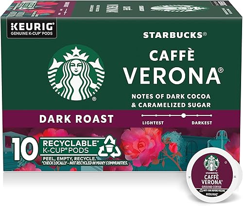 Starbucks Cápsulas de café K-Cup Dark Roast Caffè Verona para cafeteras Keurig 1 caja 10 cápsulas