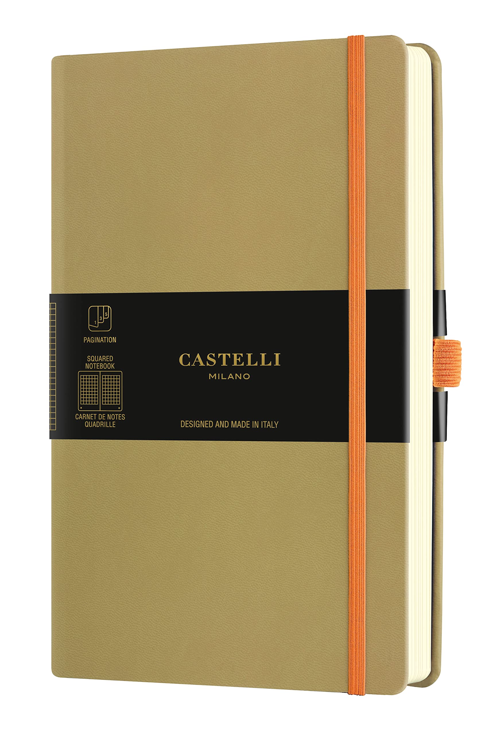 CastelliMilano AQUARELA Olive Notebook 13x21 cm Squared Hard Cover Olive Green 240 Pag