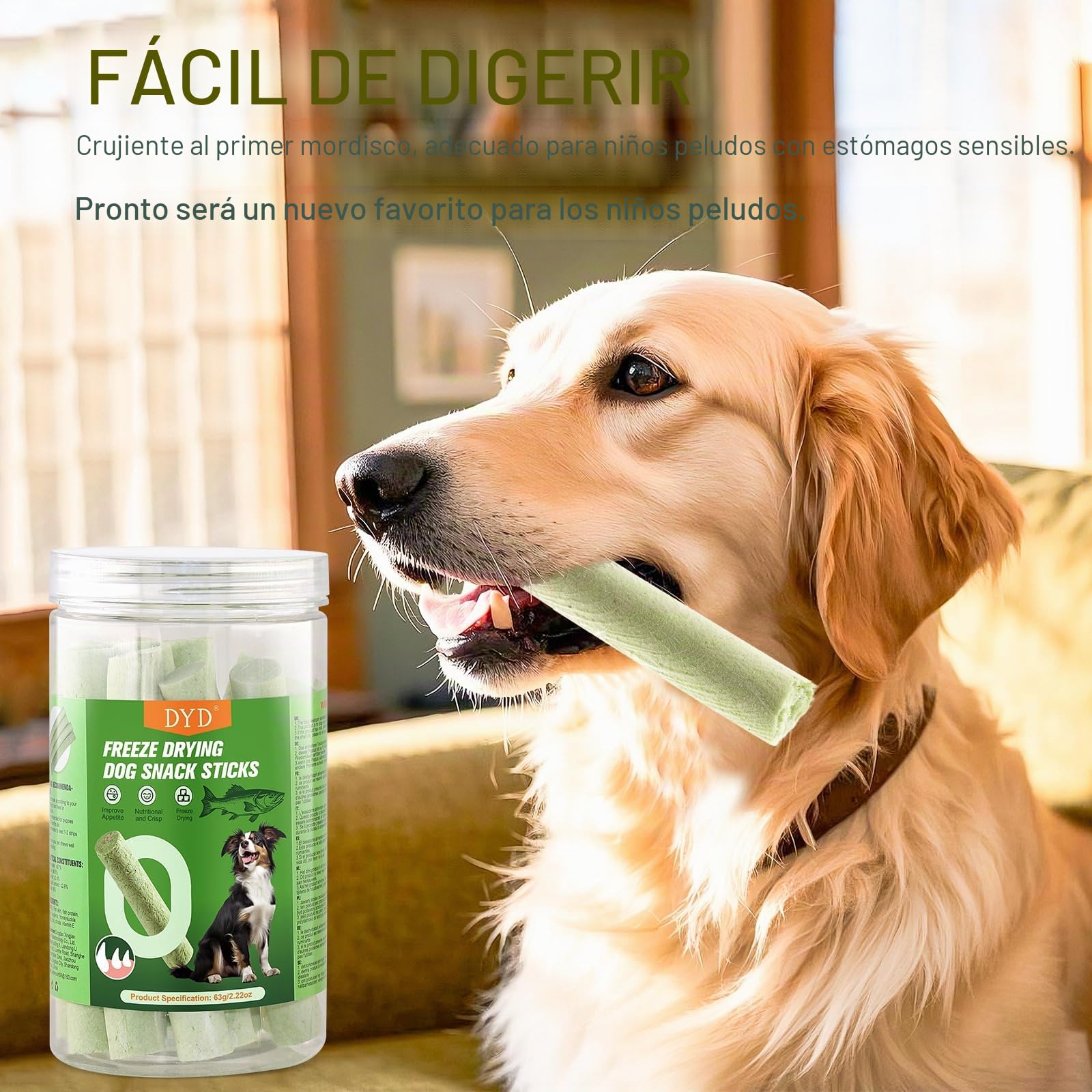 DYD Barritas de Bacalao Liofilizado para Perros - Snacks Crujientes sin Cereales, Alto en Proteínas (≥57%), 63g - Premios para Cachorros y Adultos