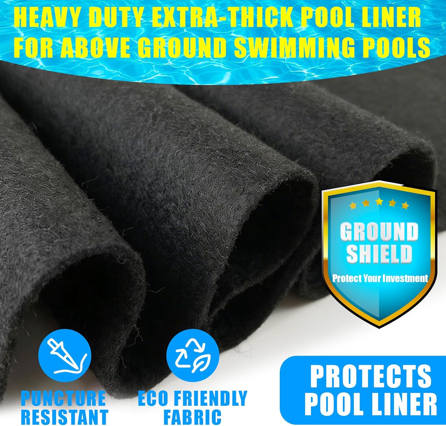 Pool Liner Pad for Above Ground Pool - Heavy Duty 8oz/m² Felt Underlayment Pad, 40% Thicker Rectangle Pool Pad,Heat-Pressed Under Pool Mat for Superior Puncture Resistance (12*20ft, Rectangle)