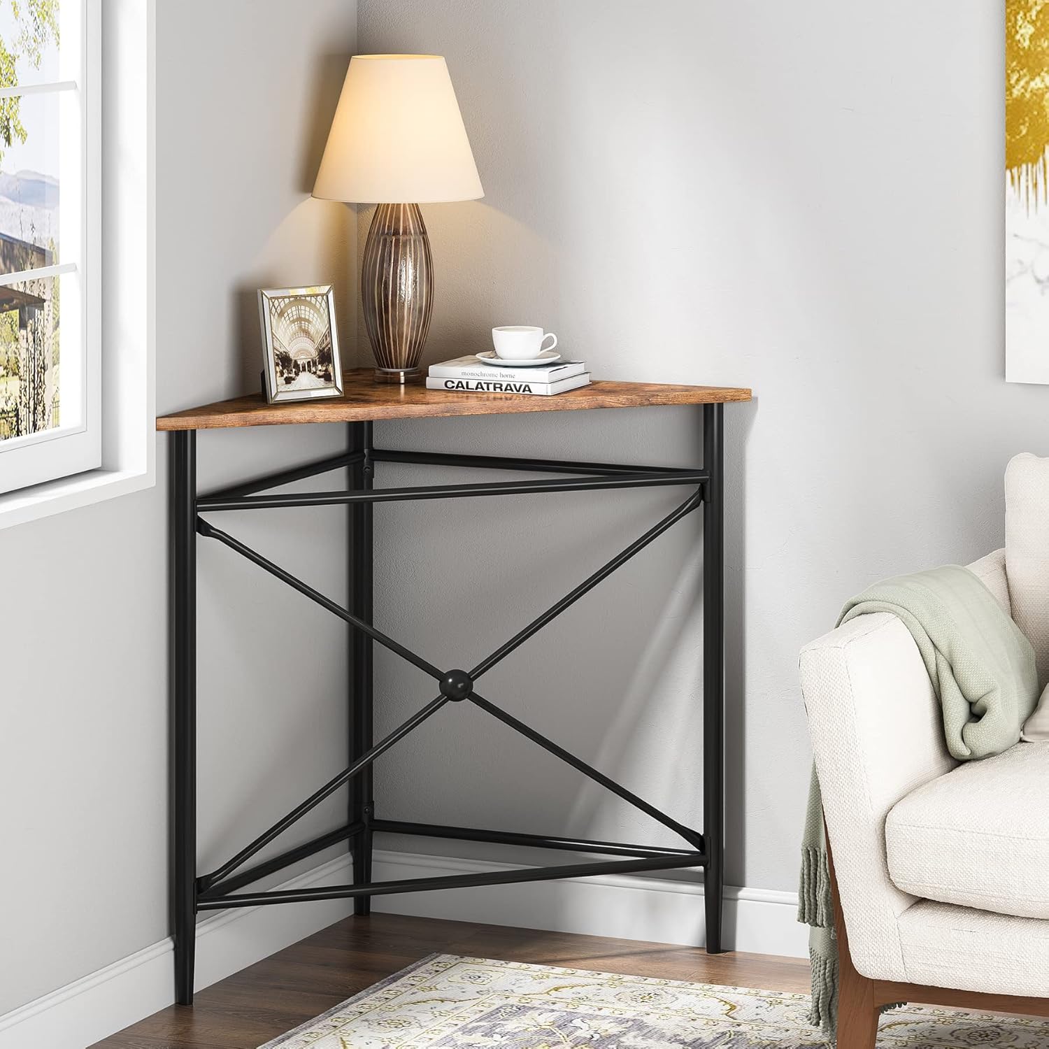 Tribesigns Corner Accent Table, Industrial Narrow Triangle