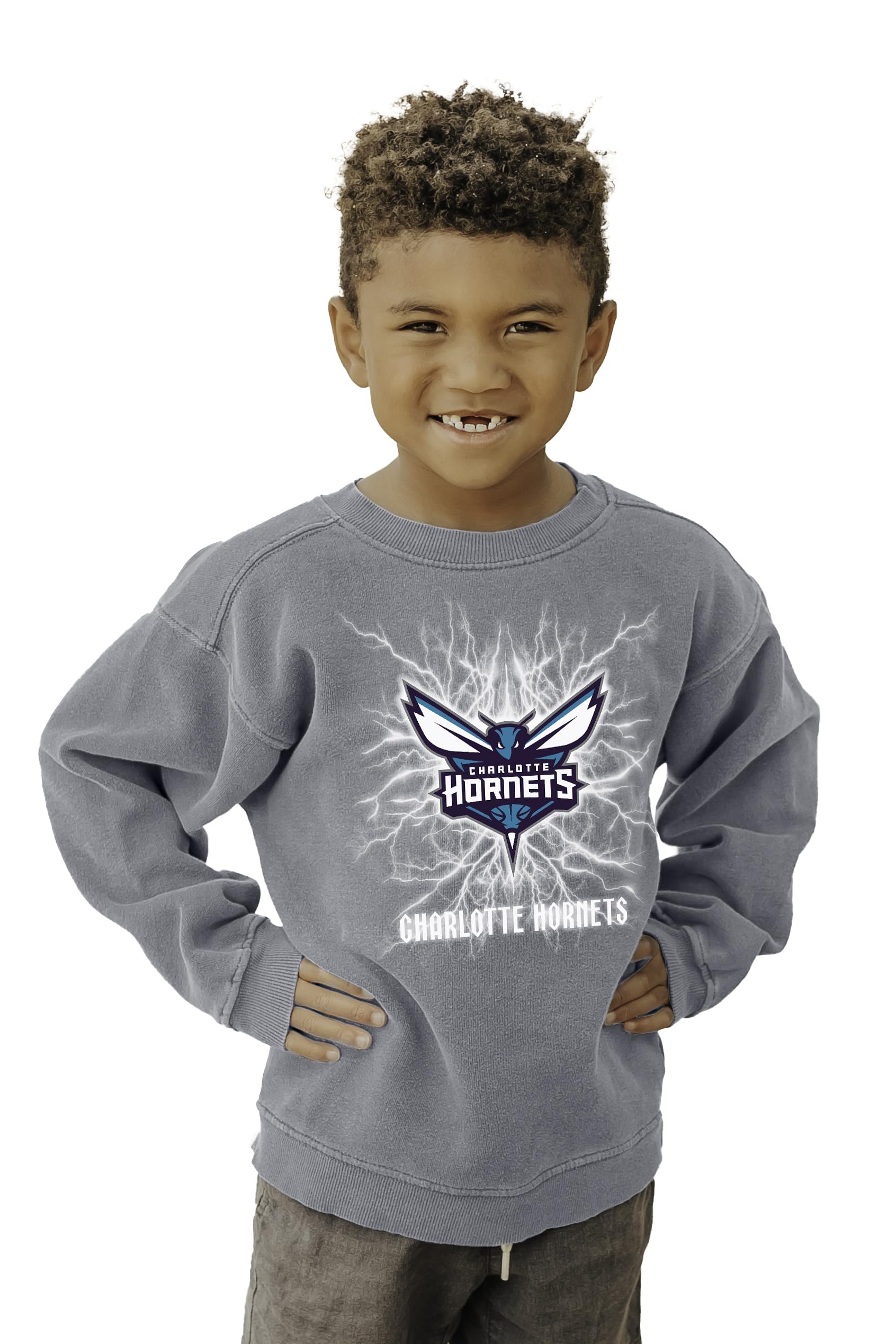 Blue 84 NBA unisex-child Nba Officially Licensed Youth Crewneck Sweatshirt Ringspun Electric Gray