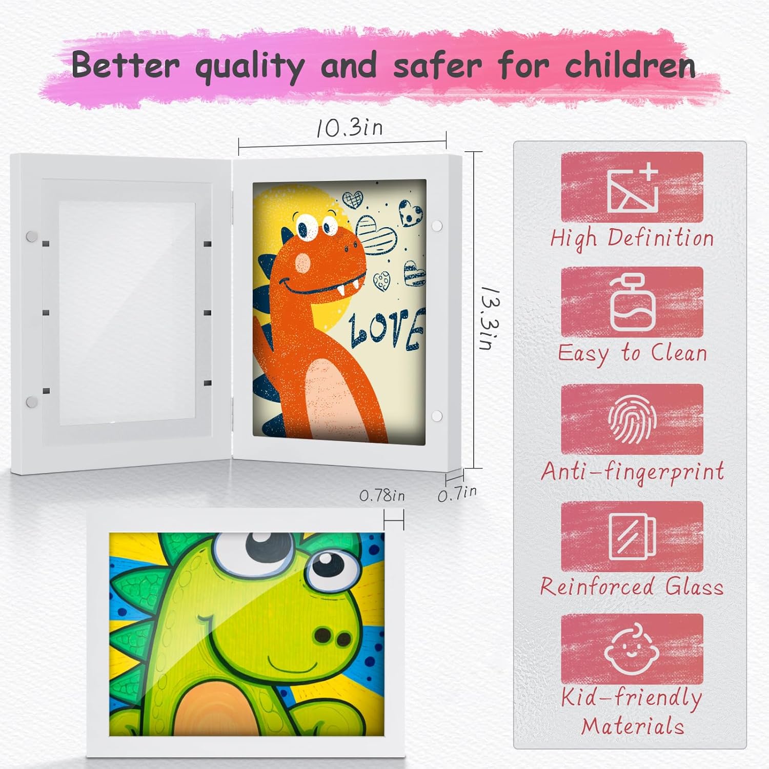 2-Pack 9x12 Kids Art Frames,Front Opening Kids Artwork Frames Changeable Child Artwork Picture Display,Children Storage Frame for Wall,Holds 50pcs Drawings,Craft,Art Project,Schoolwork.