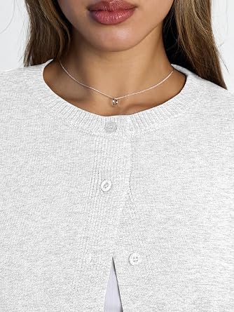 LILLUSORY Womens Button Up Cropped Cardigan Lightweight Knit Sweaters