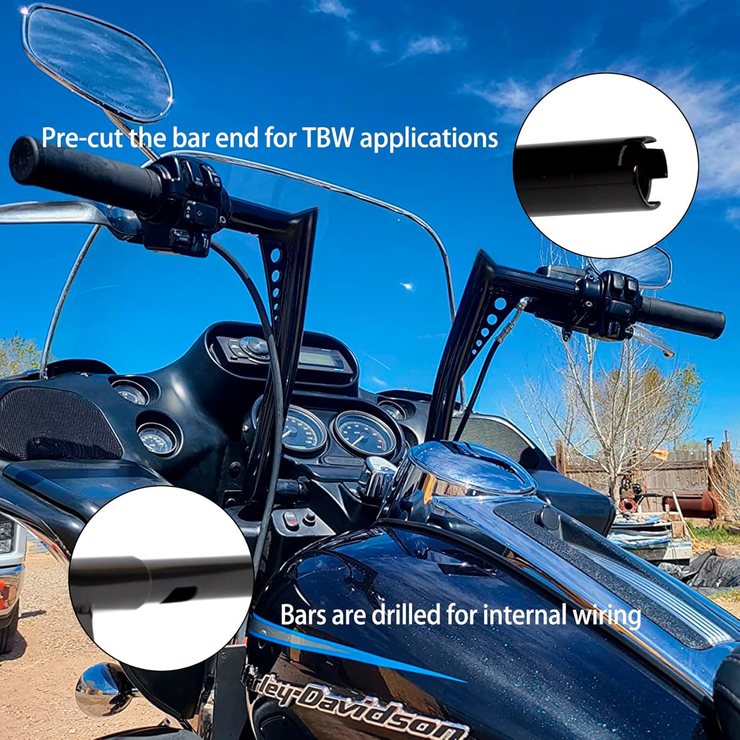 12" Rise 1-1/4'' Batwing Ape Hanger Meathook HandleBar Fit for Harley Sportster XL Softail FLST FXST Gloss Black