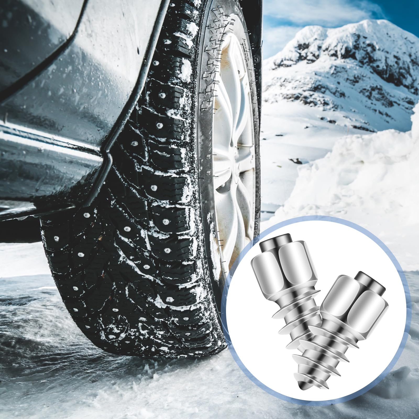 500 borchie per pneumatici, 9 mm, in carburo, per auto, camion, moto, bagagliaio, ATV, SUV, accessori per auto, riutilizzabili, anti-ghiaccio, con manicotto di installazione
