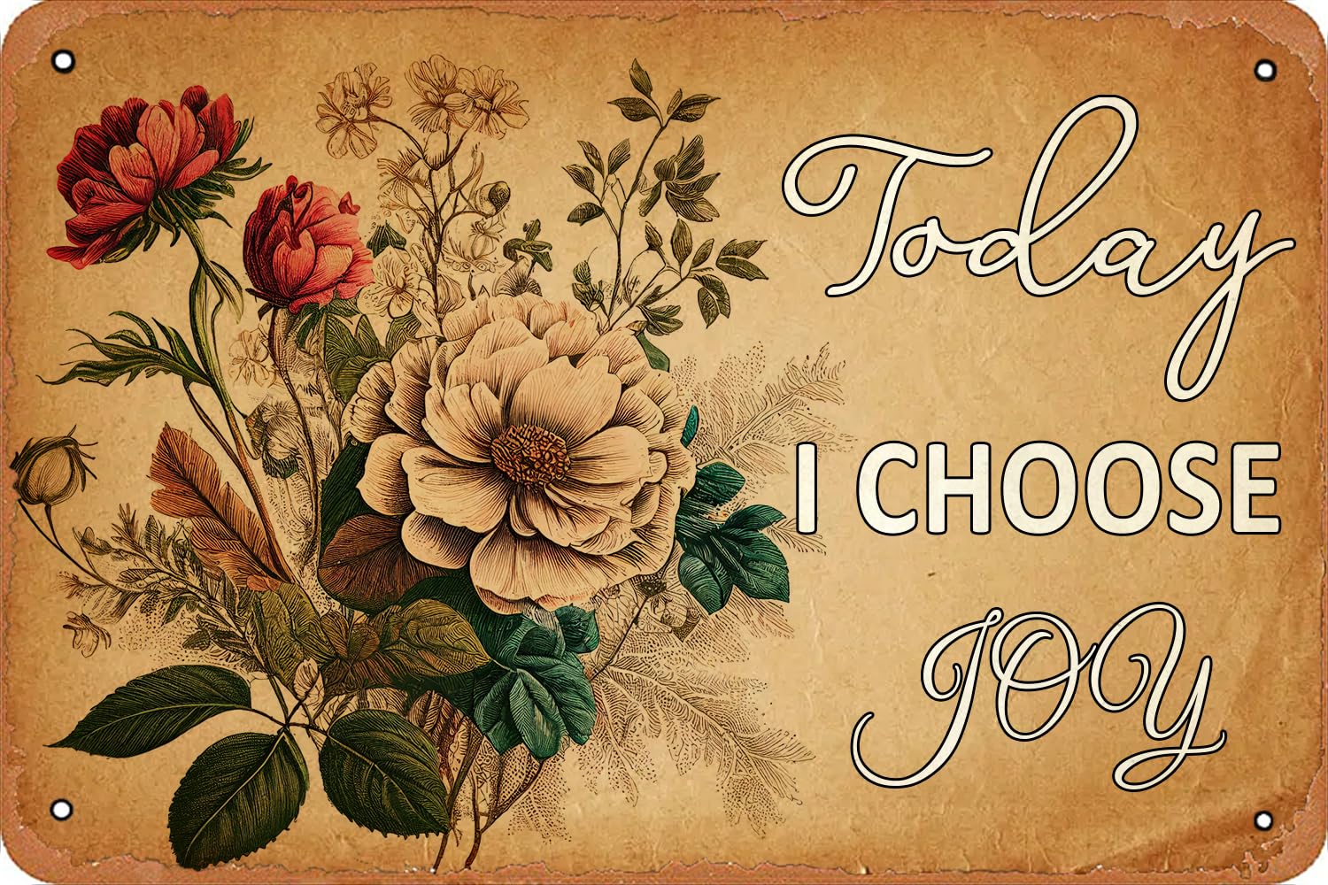 Funny Vintage Metal Signs Today I Choose Joy Tin Sign Wall Decor Funny - Retro Sign for Home Living Room Bedroom Decor Gifts - 8x12 Inch