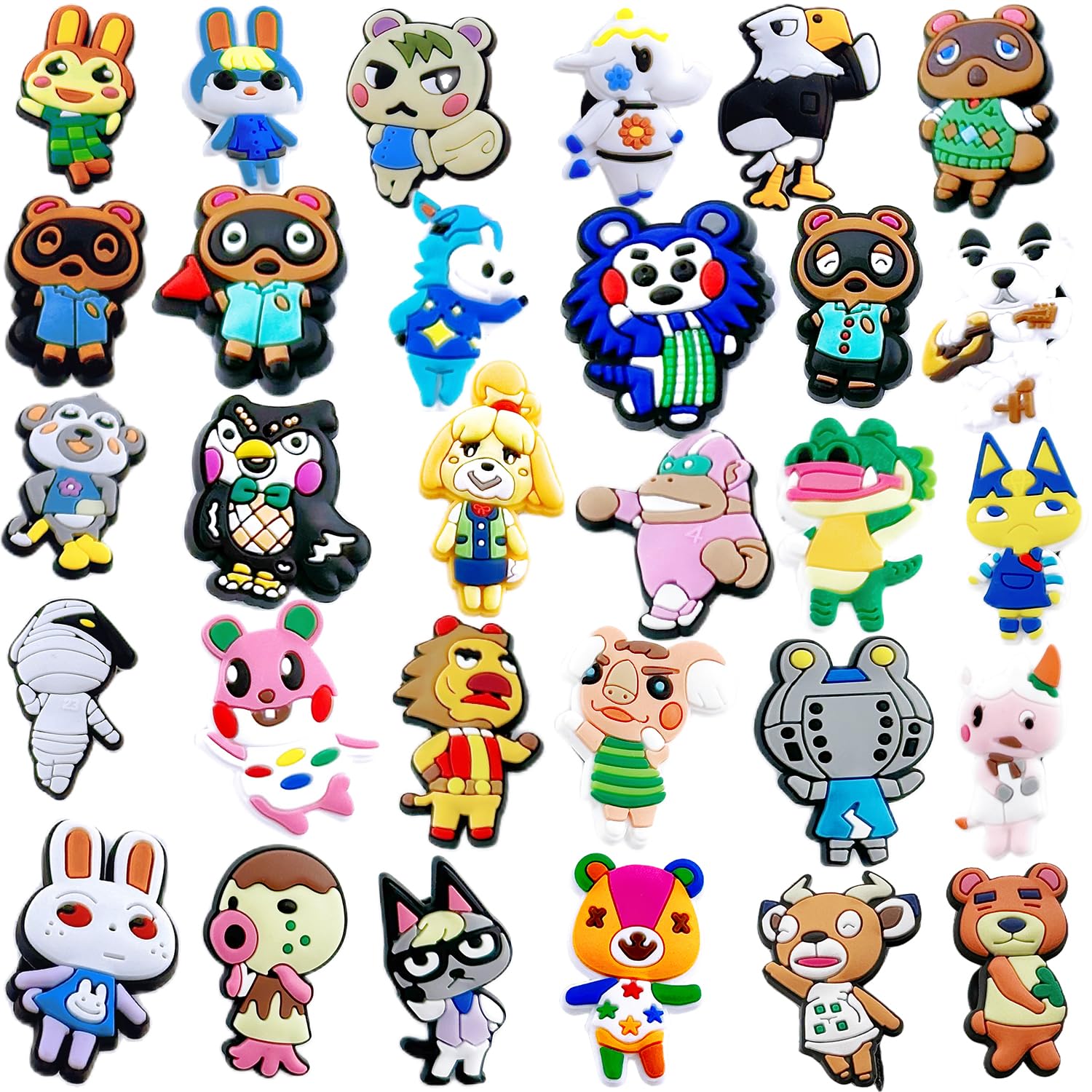 Mydikuw30Pcs Animal Shoe Charms for Kids Girls Video Game Charms PVC Pins Cute Shoe Decoration Charms Fit for Clog Sandals Wristband Bracelet Charms for Kids Girls Boys Teens for Party Favors