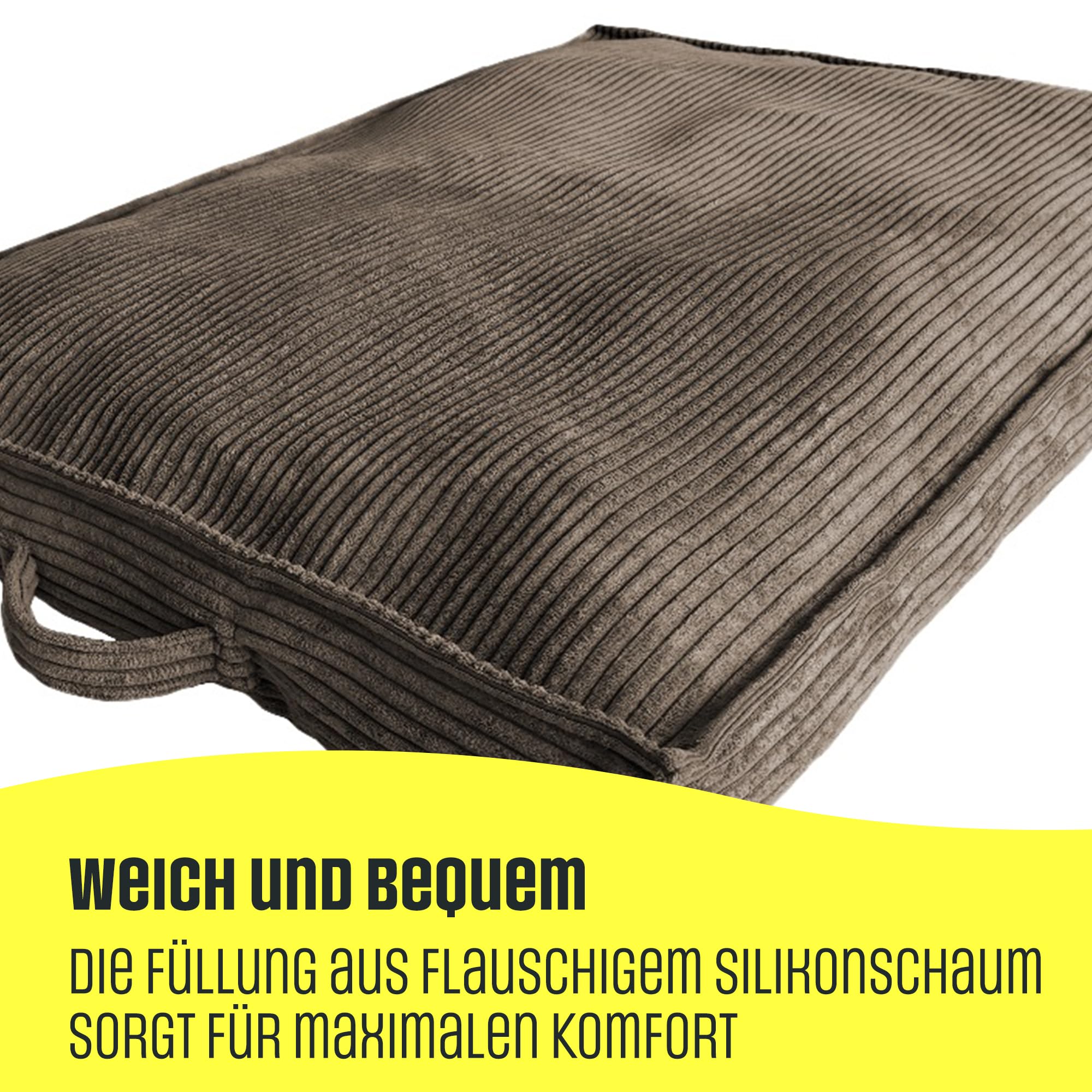 Hundebett Hundekissen Cord Große Hunde Waschbar Abriebfest 100 x 70 cm Dunkelbeige XXL