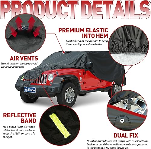Miniatura 6 de Smikodo Wrangler Unlimited - Funda impermeable para automóvil, SUV, impermeable, resistente al viento, a prueba de viento, personalizada para