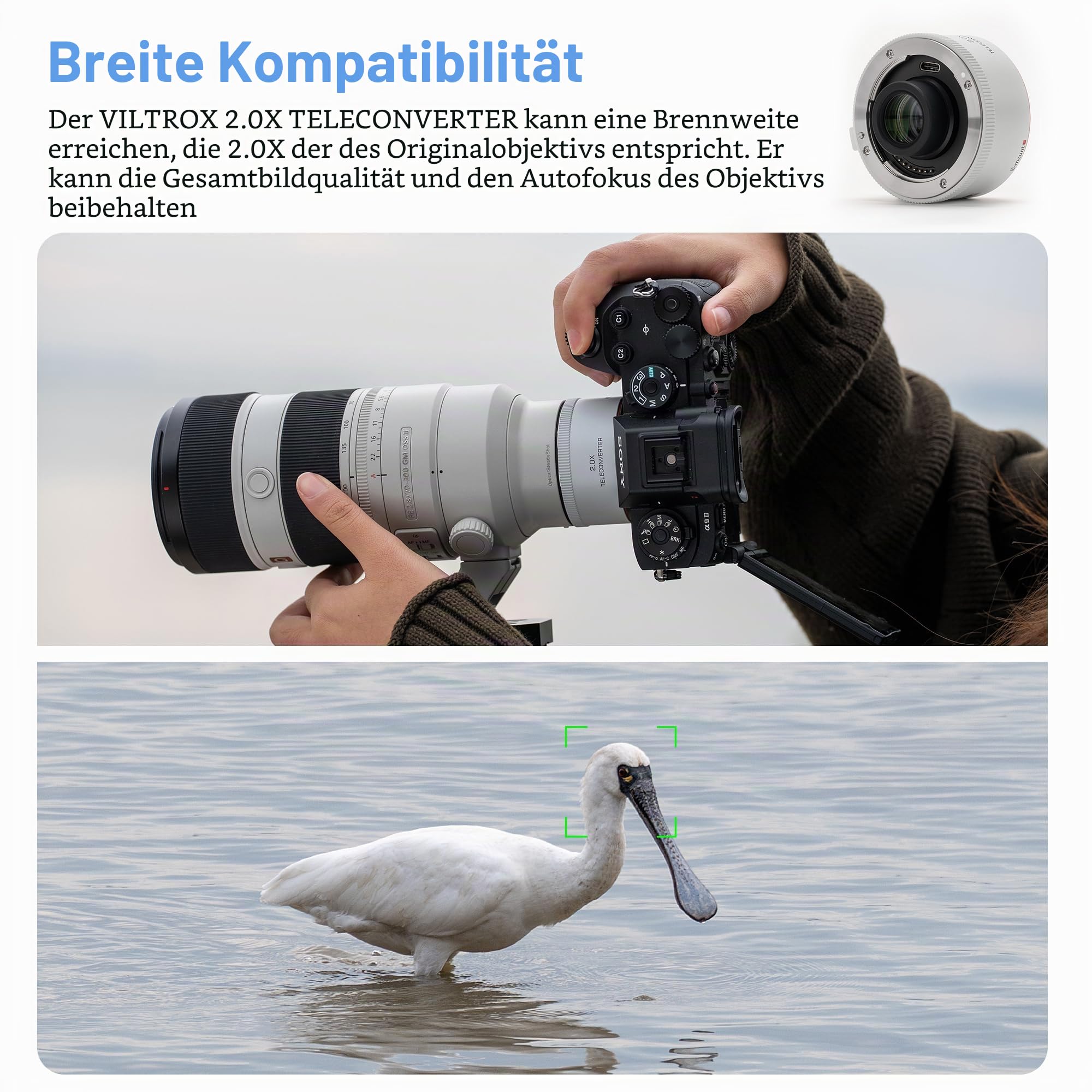 VILTROX TC-2.0X Telekonverter für Sony E-Mount Autofokus Extender kompatibel SEL70-200GM SEL100-400GM SEL200-600G
