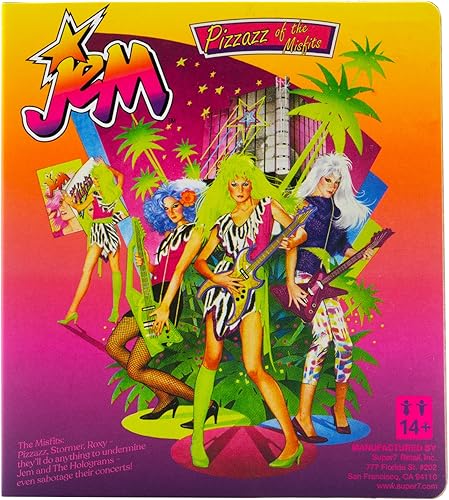 Miniatura 5 de Super7 Jem and The Holograms Pizzaz (Neón) - Figura de acción de Jem and The Holograms de 3.75 pulgadas con accesorio, coleccionables de música