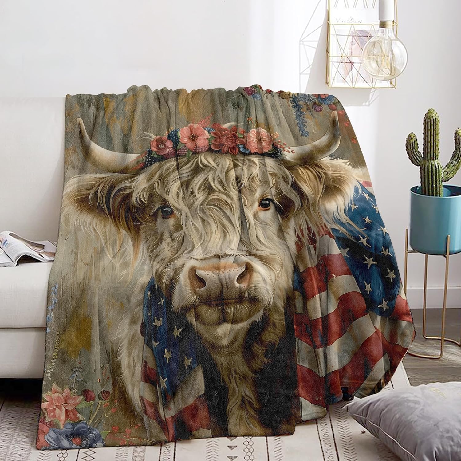 Cute Highland Cow Blanket - Ultra Soft, Cozy, Lightweight, Warm & Fuzzy Flannel Throw Blankets, Ideal for Couch, Bed, Travel & Outdoor Use - for Men Women Adults Kids 60"×50" - Image 2