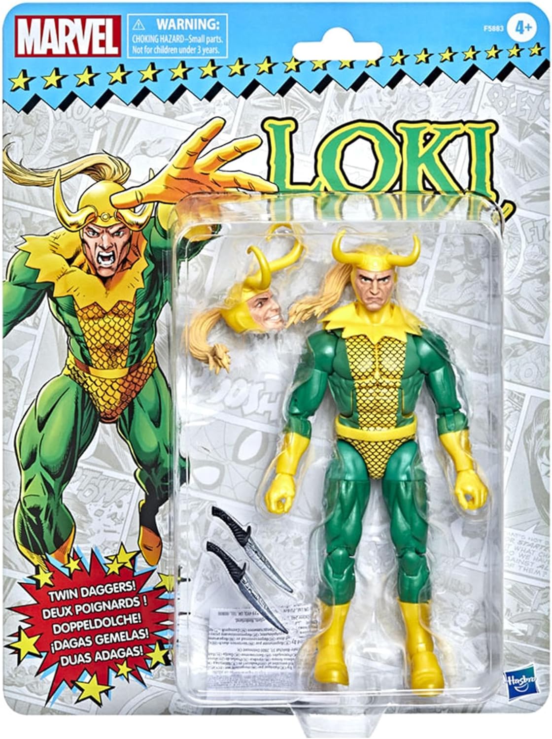 Marvel Legends Series Loki 6-inch Retro Packaging Action Figure Toy, 3 Accessories