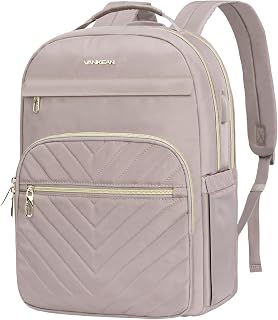 17.3 Inch Laptop Backpack for Women Work Laptop Bag Fashion with USB Port, Waterproof Backpacks Stylish Travel Bags Casual Daypacks for College, Business, Light Dusty Pink