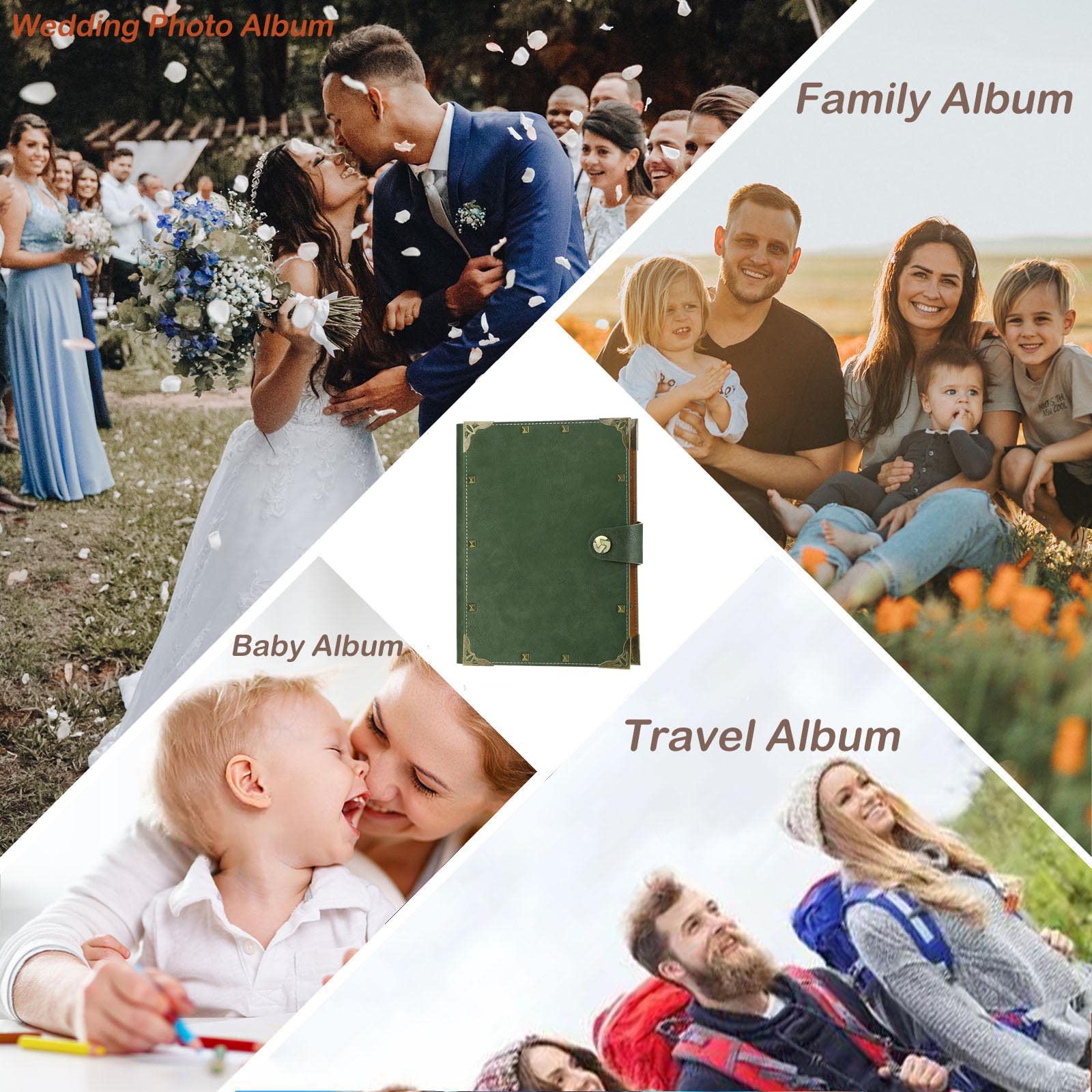 ZEEYUAN Album fotograficzny, do scrapbookingu z miękkiego albumu ze skóry DIY 60 czarnych stron Rodzina Księga gości specjalny ślub Boże Narodzenie Walentynki prezenty urodzinowe wyjątkowy prezent