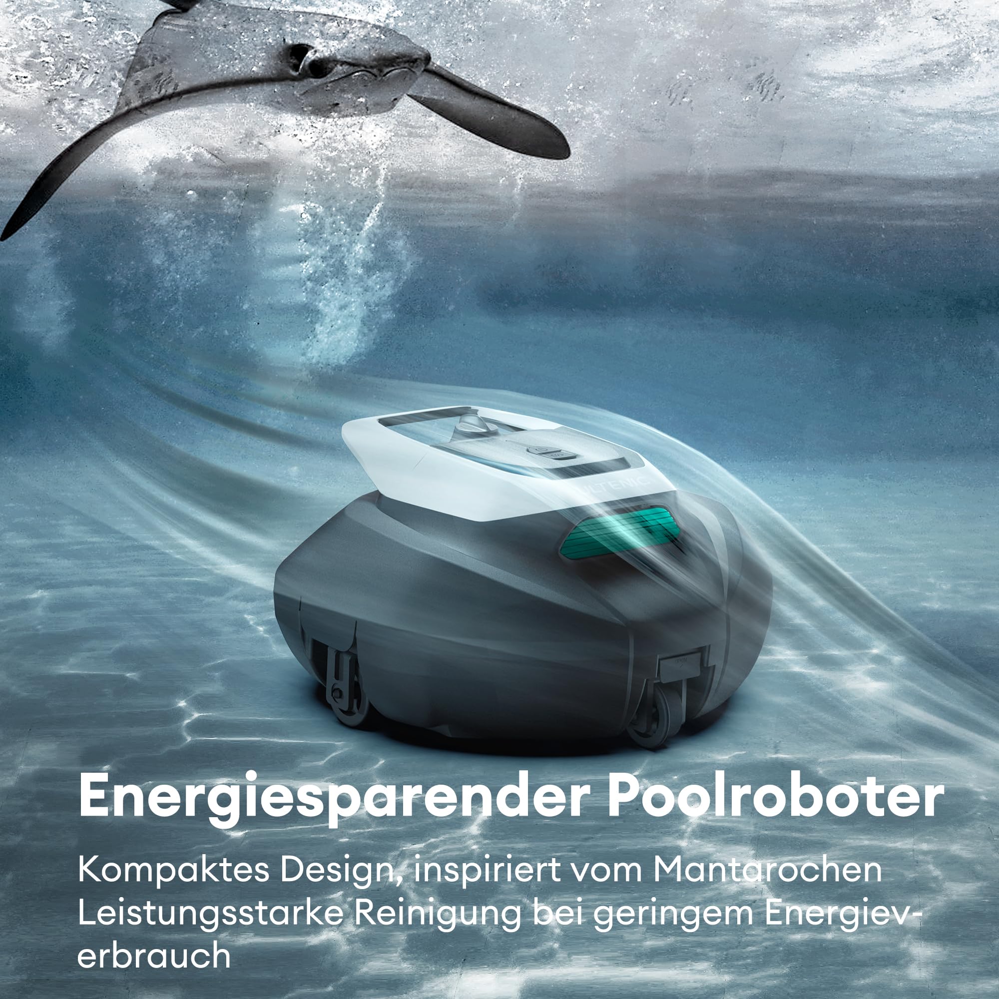 Ultenic Pooleco 10s Poolroboter, Poolroboter Akku mit 3 Motoren, 90Min, 80㎡, Fernbedienung und App-Steuerung, Automatisches Parken, Geeignet für alle Arten von Schwimmbadoberflächen