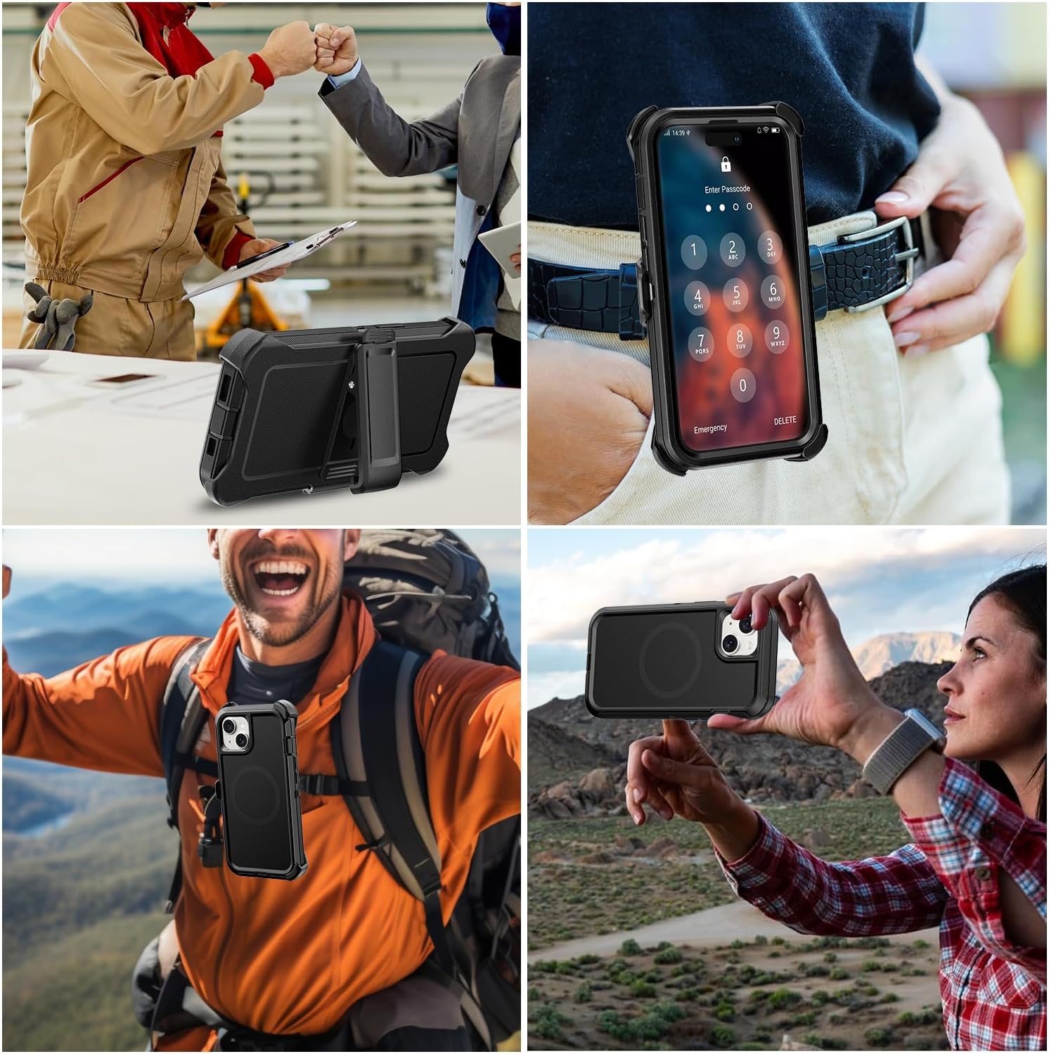 Magnetic Case with Belt Clip Holster, Heavy Duty Protective Phone Case, Shockproof Magnetic Phone Cover for iPhone 13/14/15 6.1" Dark Black - Image 8