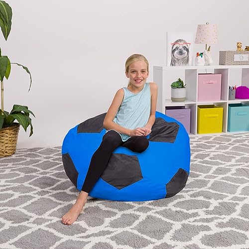 Miniatura 386 de Posh Funda de Silla Puf Rellenable para Almacenamiento de Animales de Peluche para Niños - Organizador de Juguetes Infantiles, Grande-38 - Lona