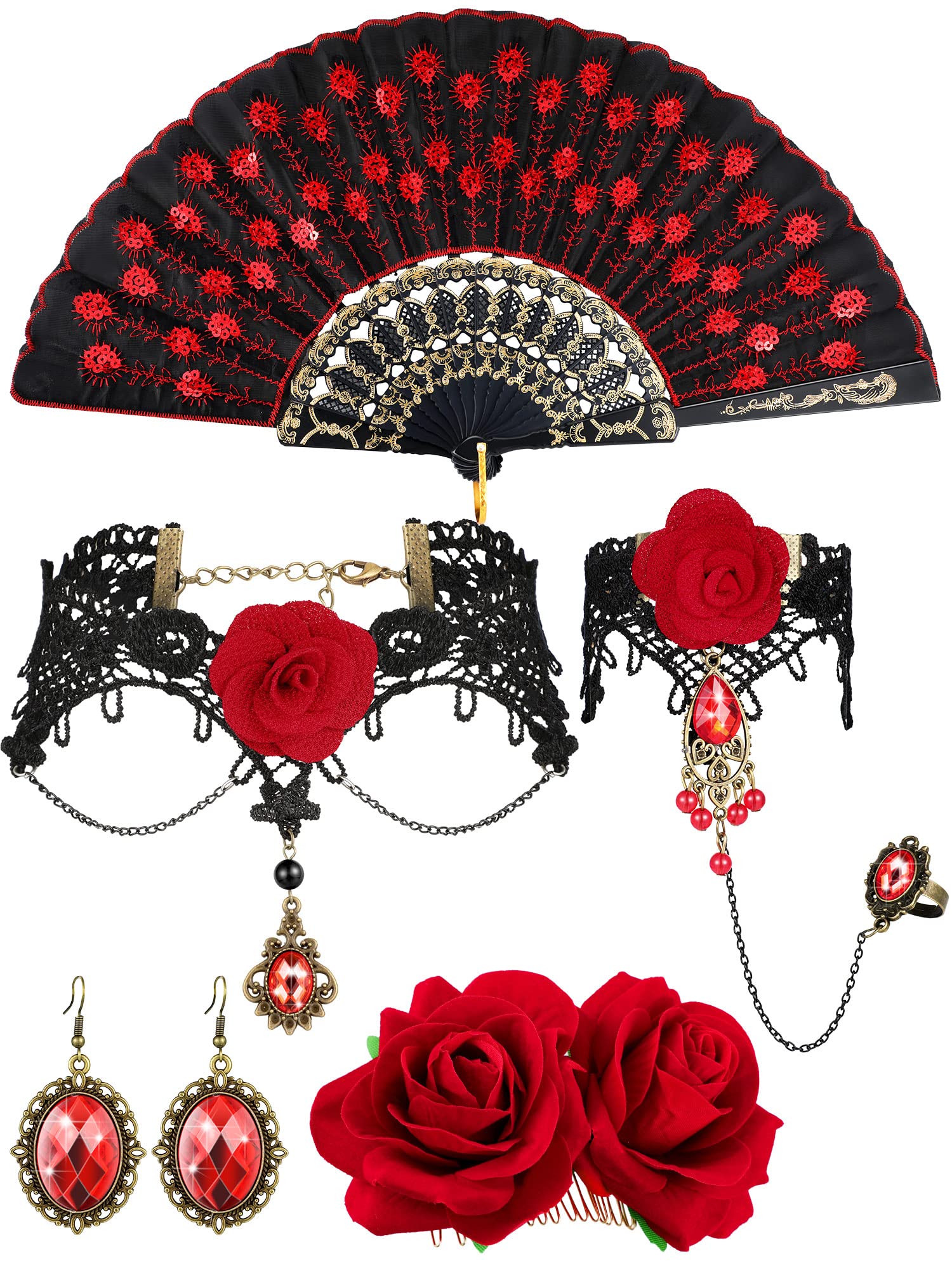 Bbto5 Pcs Flamenco Accessories Women Spanish Rose Flower 