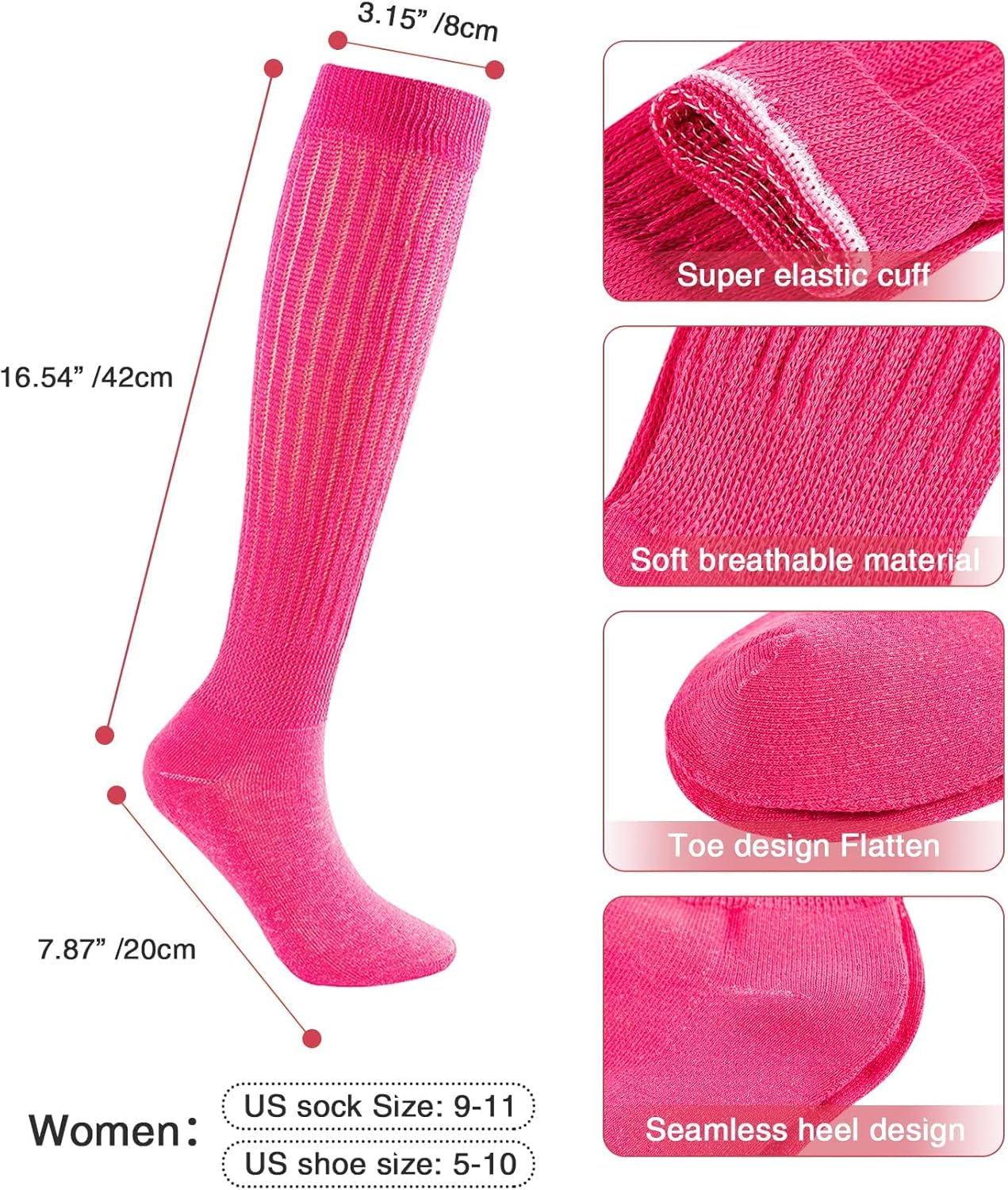 Century Star Knee High Slouch Socks for Women - 80s 90s Scrunch Socks Soft Leg Warmers Stacked Boot Socks Holiday Daily - Image 4