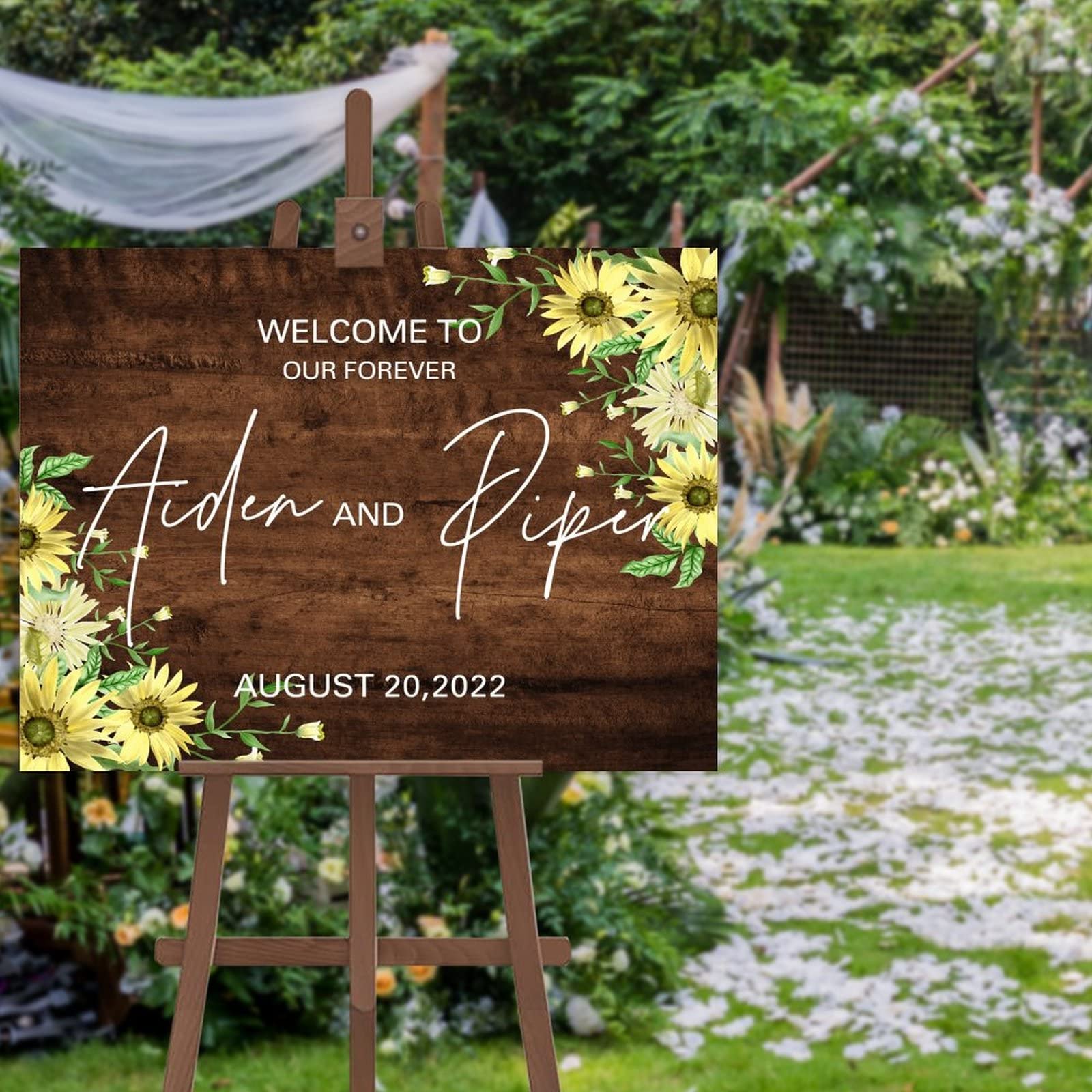 Hochzeits-Willkommensschild ''Welcome To Our Forever'', Holzschild, personalisiertes Probe-Abendessen, Hochzeitsschilder, Dekoration, Holzschild, Hochzeitsempfang, Poster für Zeremonie, Verlobung,