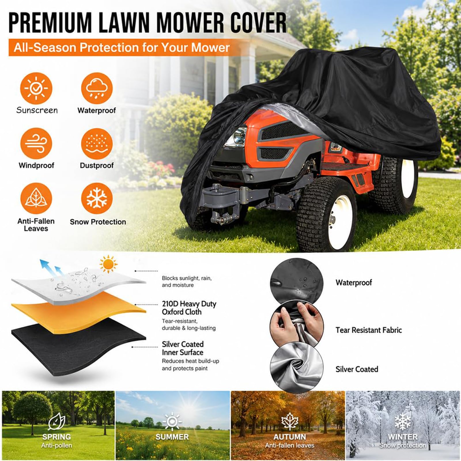 Copertura Tosaerba per Mountfield 1538M-SD 2021–2026 | Antipolvere Antipioggia Resistente ai Raggi UV Protezione da Esterno con Bordo Elastico