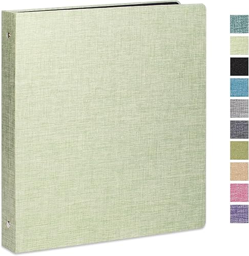 Miniatura 30 de Carpeta de tres anillos con portapapeles, cubierta de lino, carpeta portapapeles de 1 pulgada para papel de 8.5" x 11", 2 bolsillos interiores