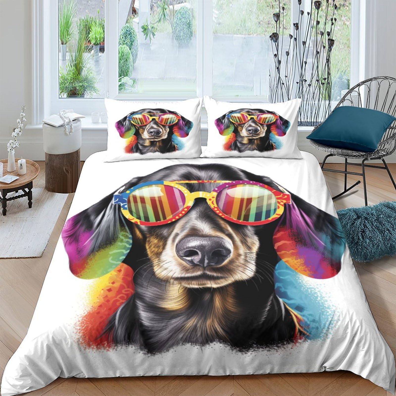 Housse de couette microfibre douce motif chien rigolo pour créer un cocon cocooning unique