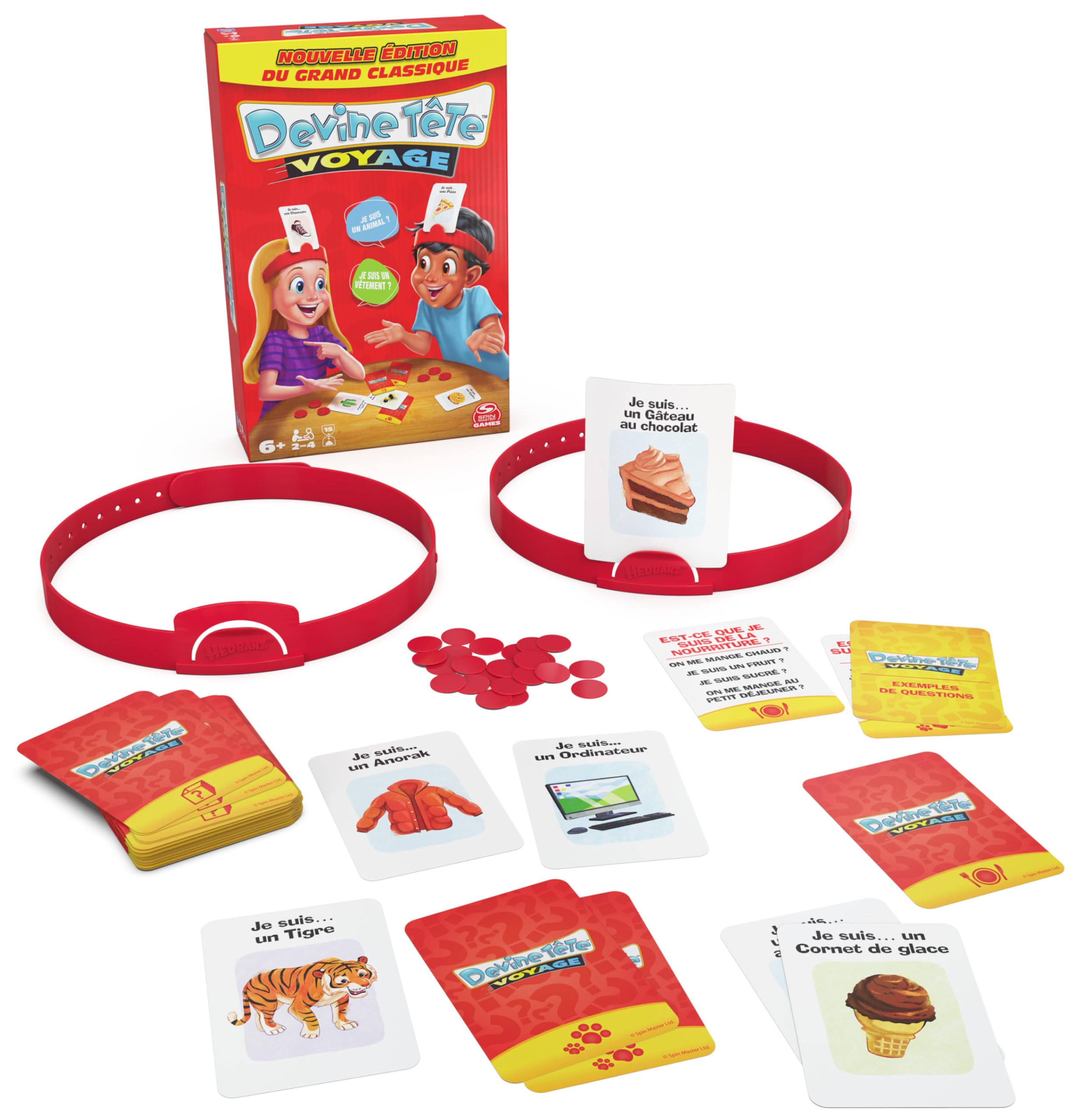 Devine Tête Voyage - Jeu de Société Famille - Bandeaux et Devinettes - Devinez L'Illustration De La Carte Qui Est sur Votre Tête - Jeu De Cartes - Version Française - Jouet Enfant 6 Ans et +
