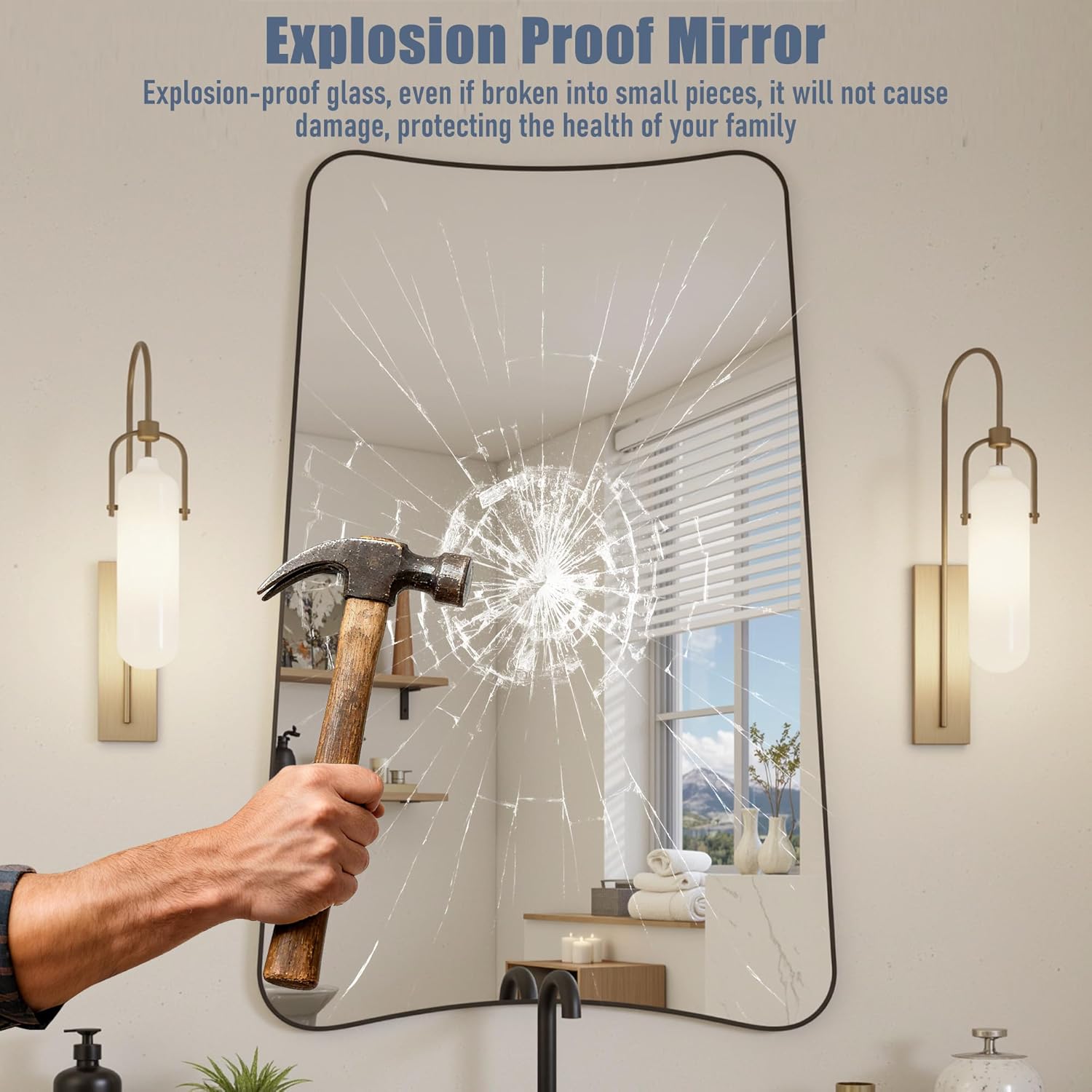 Irregular Wall Mirror, 24"x36" Asymmetrical Mirror with Metal Frame, Modern Wavy Decorative Mirrors for Bathroom, Wall Decor, Entryway, Living Room, Black