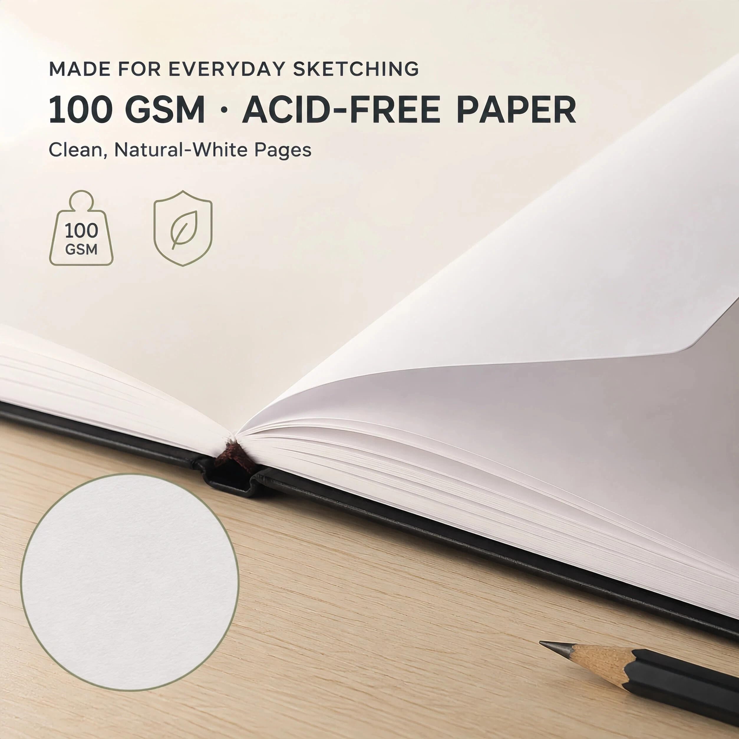 Bloc de dibujo de tapa dura de 8.5 x 5.5 pulgadas para dibujar, 80 hojas, cuaderno de bocetos de marcador de 100 g/m², papel libre de ácidos, encuadernación duradera, a prueba de sangrado, cuaderno de