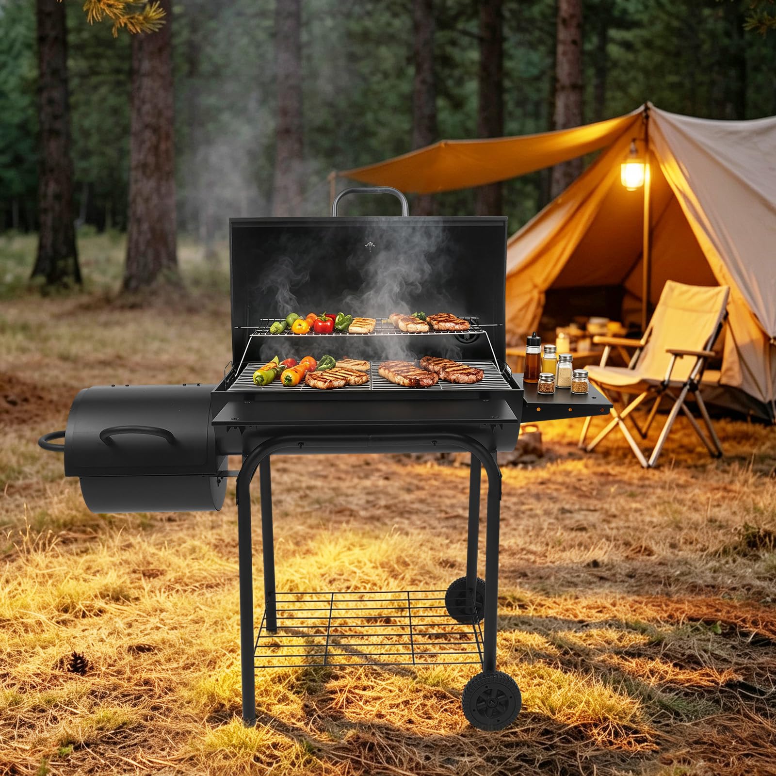 Barbecue a carbonella mobile con coperchio