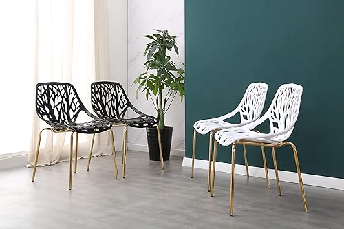 Vista 11 de Juego de 2 sillas de comedor con recortes grises, modernas sillas de estilo arbolado de abedul para comedor, hoteles, restaurantes, interiores