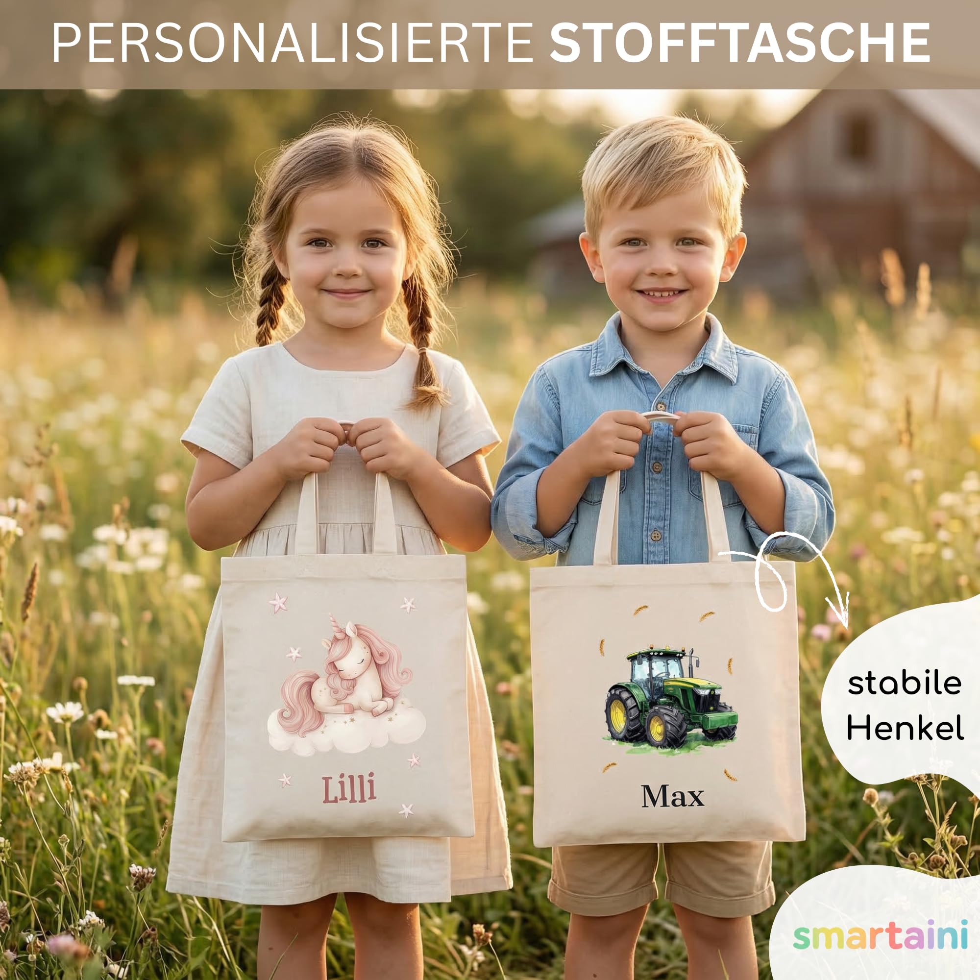 Stoffbeutel Jutebeutel Kindergarten, Wechselkleidung, Jutetasche Hort, Turnbeutel Schule, Sportbeutel Kinder inkl. Textildruck mit Namen nach Wunsch - 2