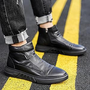LAWSON  hades ショートブーツ 柔らかクッション ジッパー 8号 Amazon | [WOOYOO] ショートブーツ メンズブーツ ドレープ