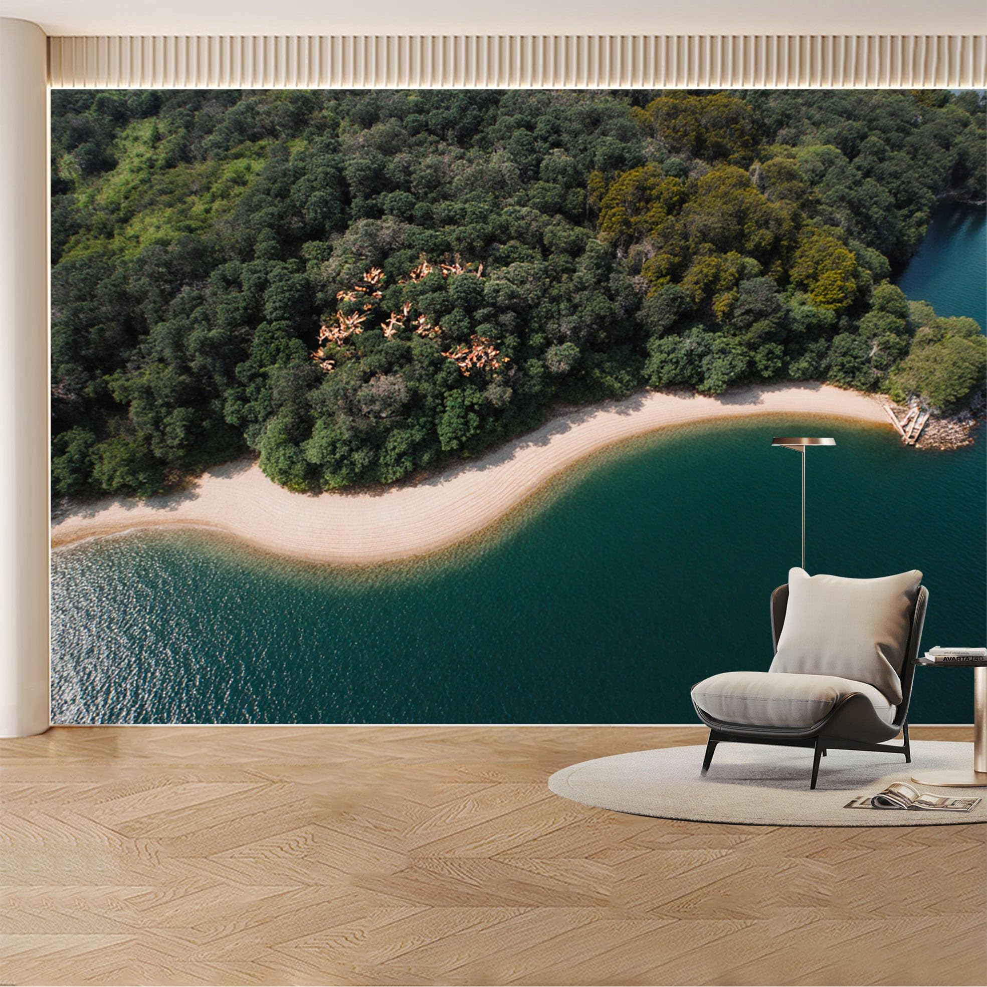 Custom Wall Mural Wallpaper Forest Beach， Landscape Nature Large Wall Art， Tropical for Living Room， Bedroom， Office