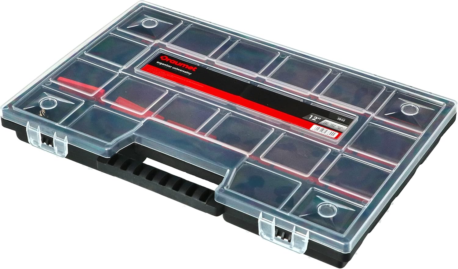 Mivos Caja organizadora de 12 pulgadas para accesorios y piezas pequeñas, caja de tornillos con 21 compartimentos para almacenamiento, caja surtida, 290 x 195 x 35 mm, caja organizadora