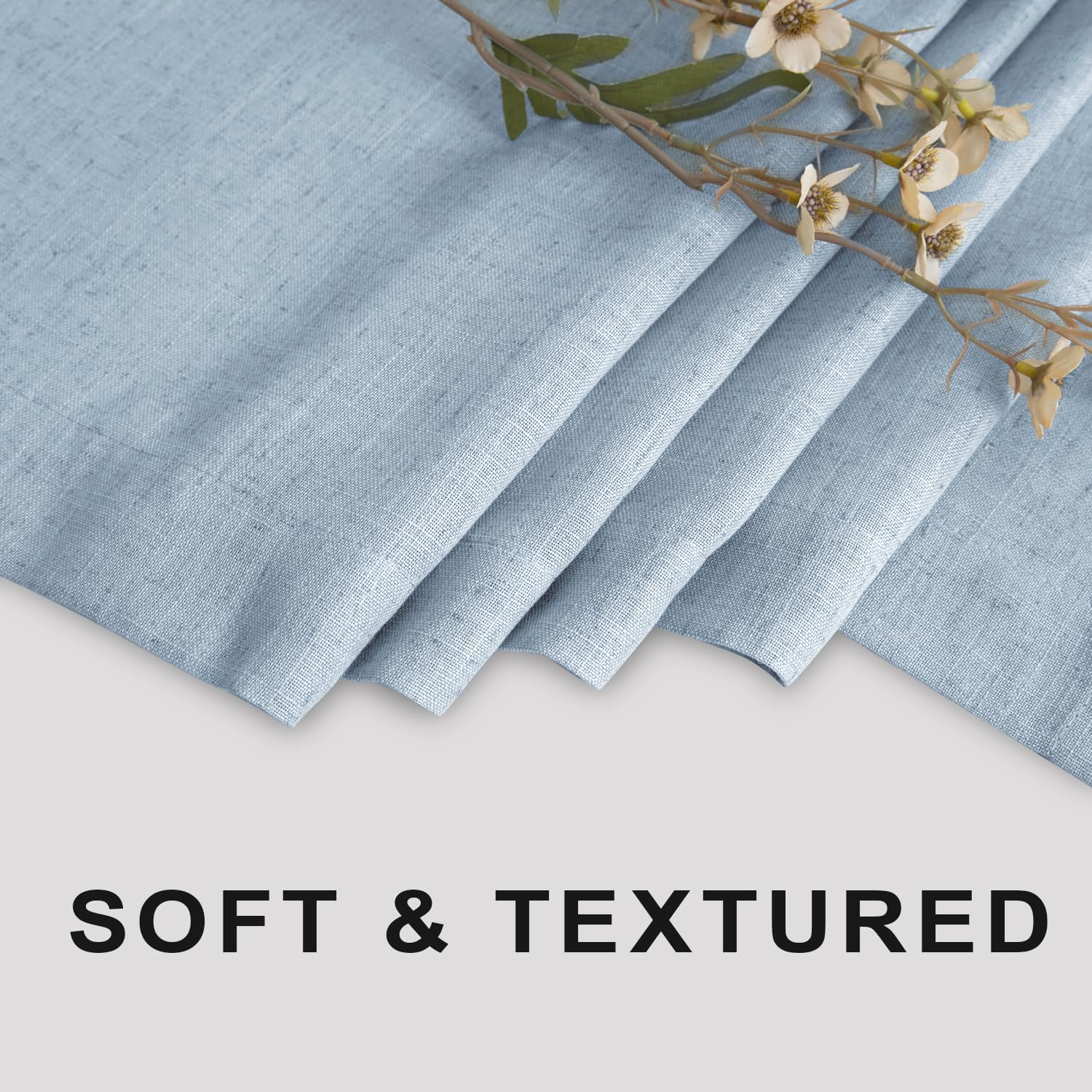 KOUFALL Light Blue Shower Curtain for Bathroom,Summer Beach Themed Beachy Room Decor Coastal Linen Shower Curtain Set with Hooks,72 Inch,Baby Sky Blue image 5