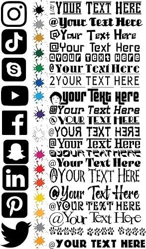 Calcomanía personalizada de redes sociales – Adhesivo de nombre de texto personalizado compatible con vaso, laptop, teléfonos, barcos, cascos,