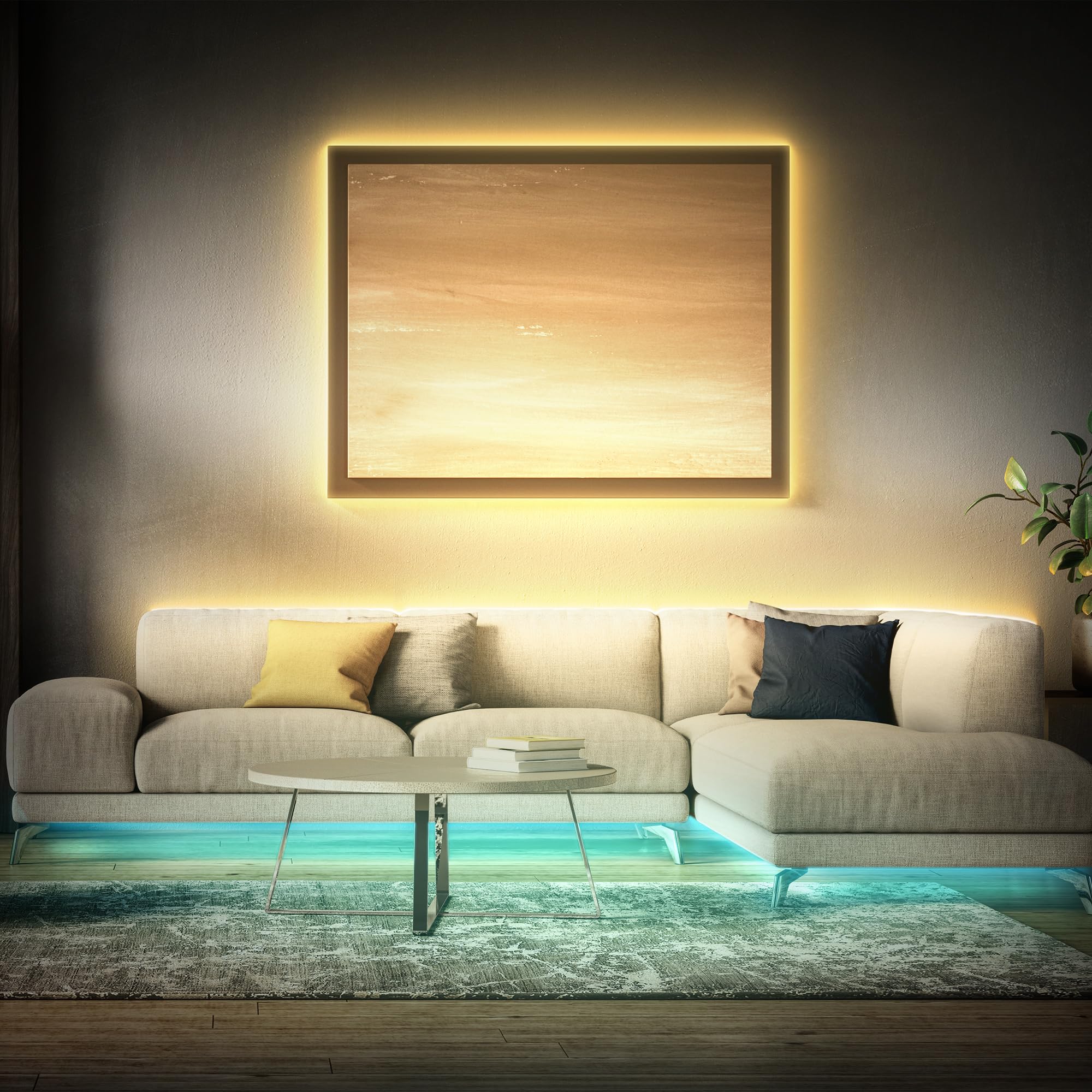 B.K.Licht Striscia LED RGB da 5m con telecomando, cambia colore, accorciabile, adesiva, nastro luminoso con rivestimento in silicone per soggiorno IP20