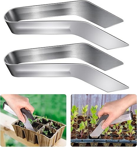 Miniatura 1 de 2 pinzas de trasplante de plántulas, pinzas de trasplante de plantas de jardinería de acero inoxidable de 6.7 pulgadas, pinzas de trasplante para