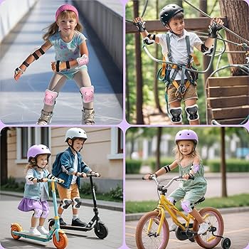 Kniebeschermers Voor Kinderen - Complete Set Voor Skateboard, Scooter En Skates (Paars)