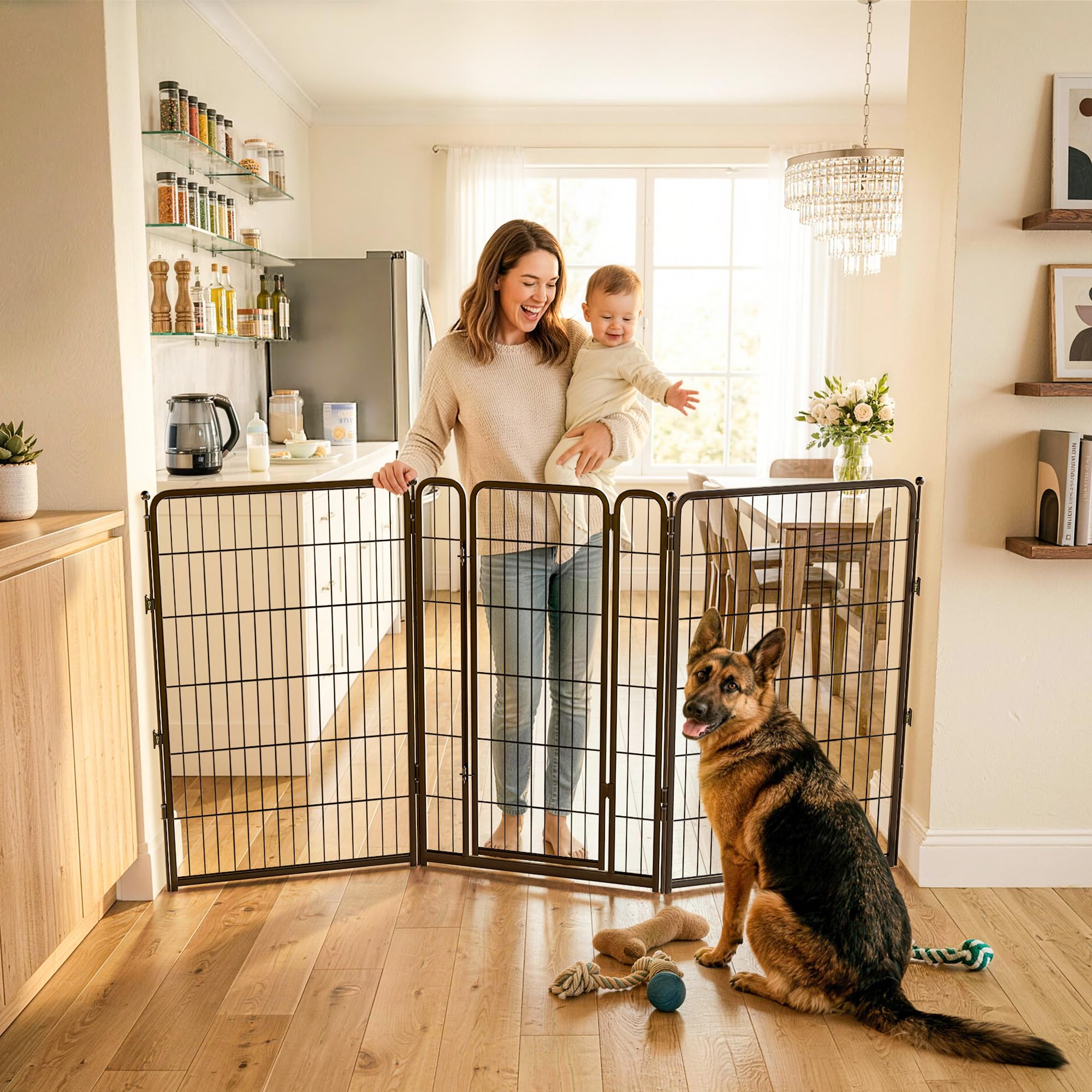 FXW Dog Gate, Extra Wide Adjustable for Openings Up to 83", 45" H