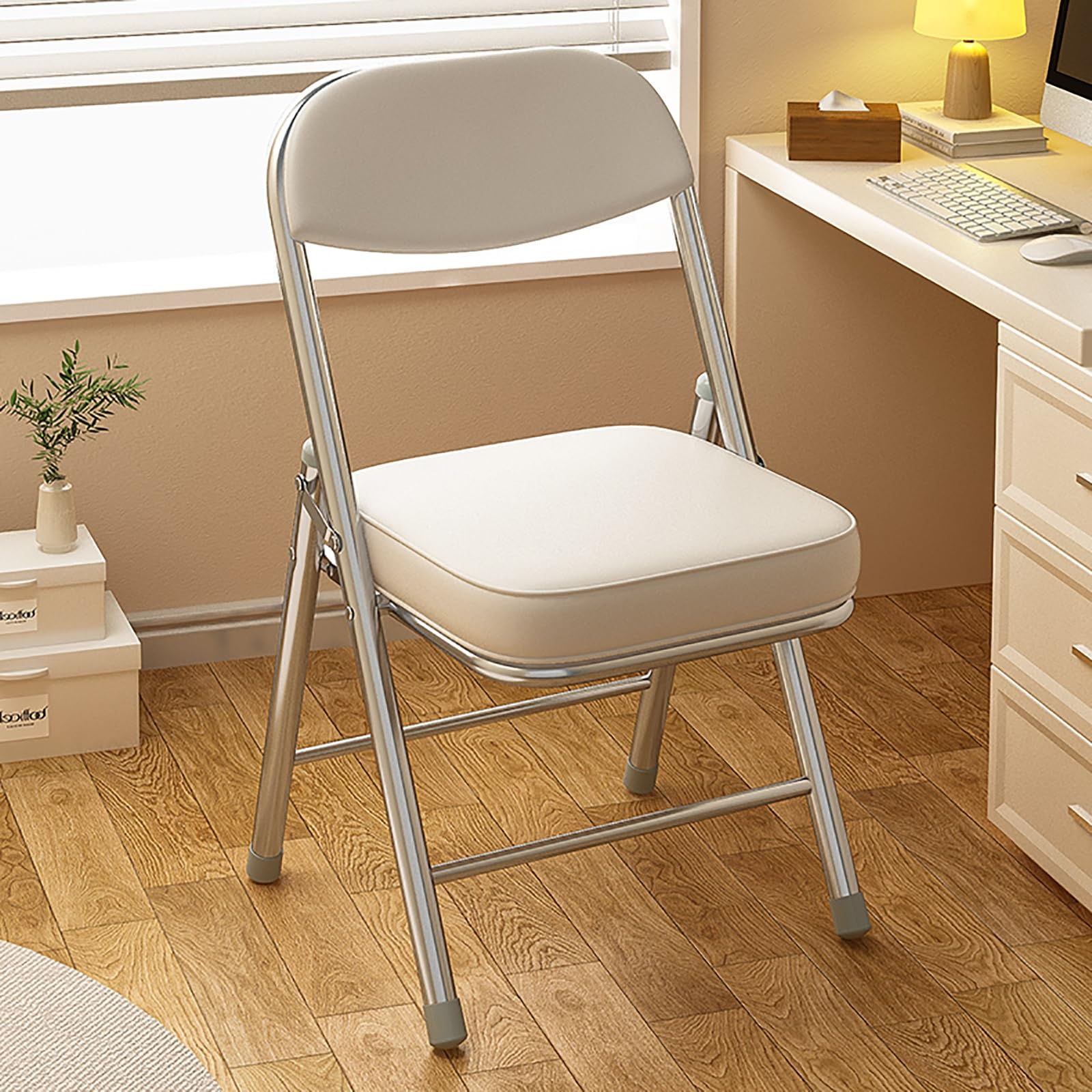 Sedie pieghevoli portatili con seduta imbottita, design spesso imbottito per casa, esterni ed eventi, gambe robuste color argento, facili da riporre e trasportare